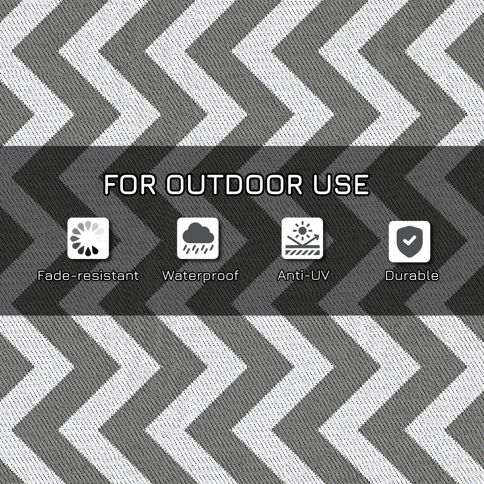 Outsunny Outdoor Rug, 1.2 x 1.8m Patio Floor Mat, Grey & White - Image 6