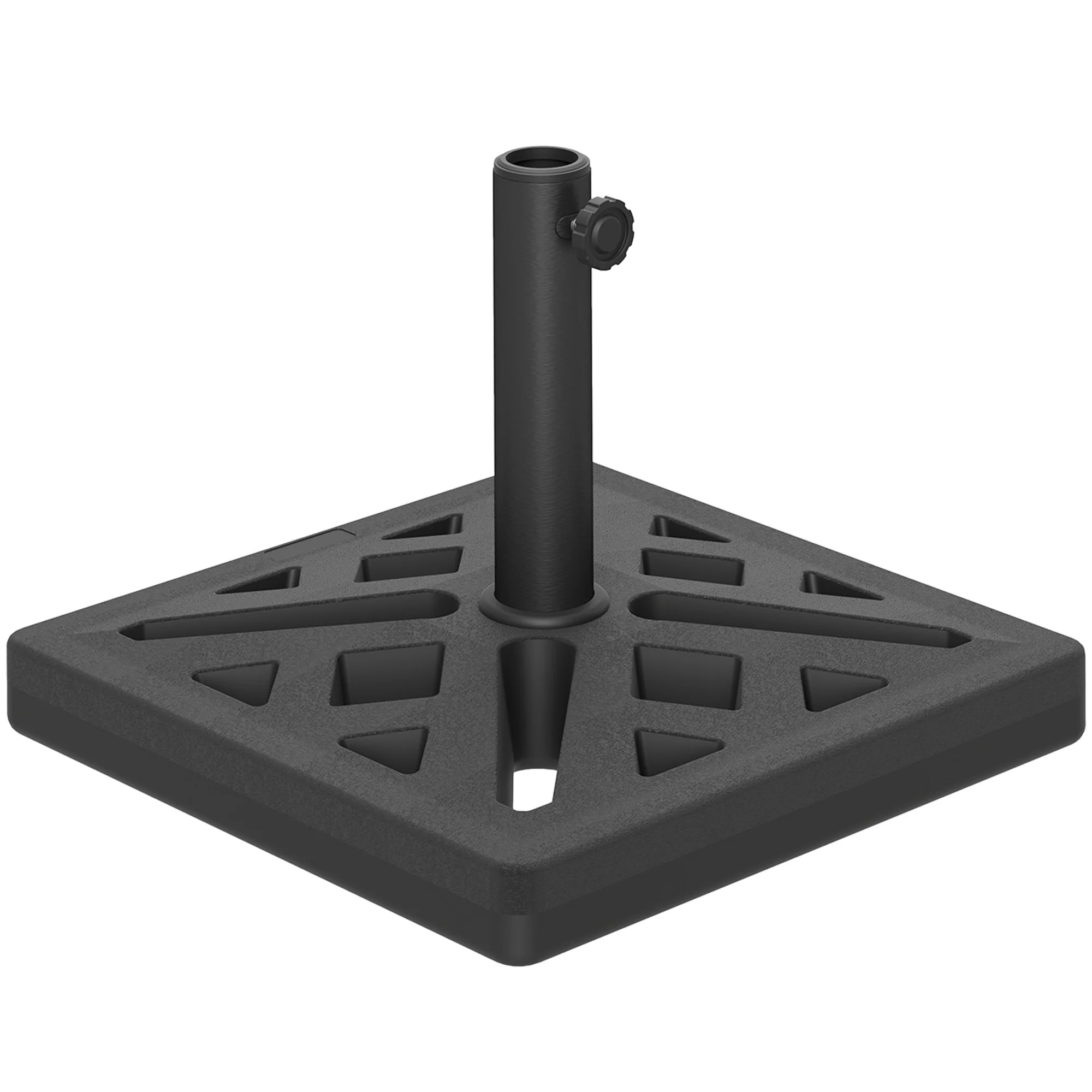 Outsunny Parasol Base 15kg Garden Umbrella Stand With Cut-Out Design, Black