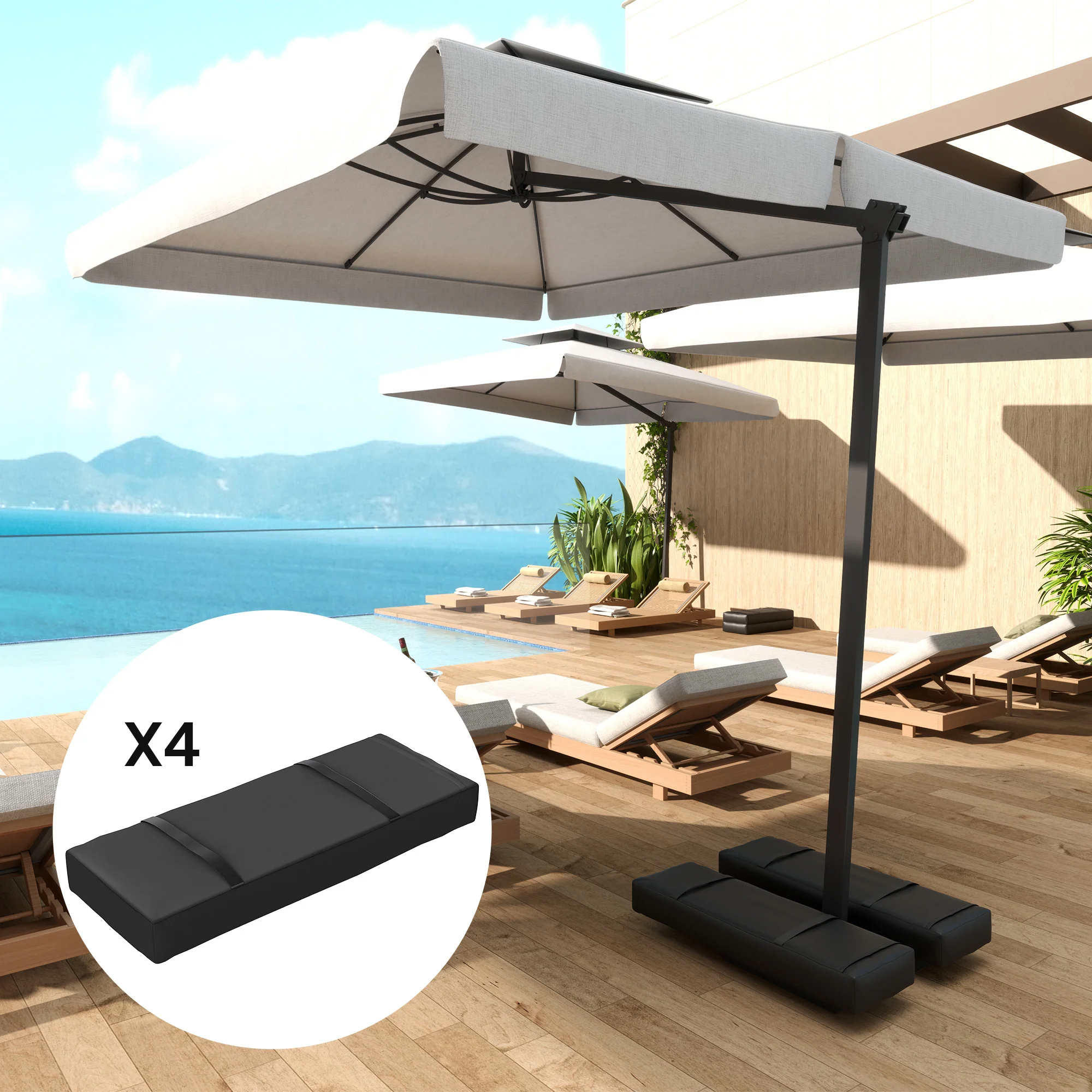 Outsunny Parasol Weights Set, Parasol Base Weights Bags, Black - Image 17