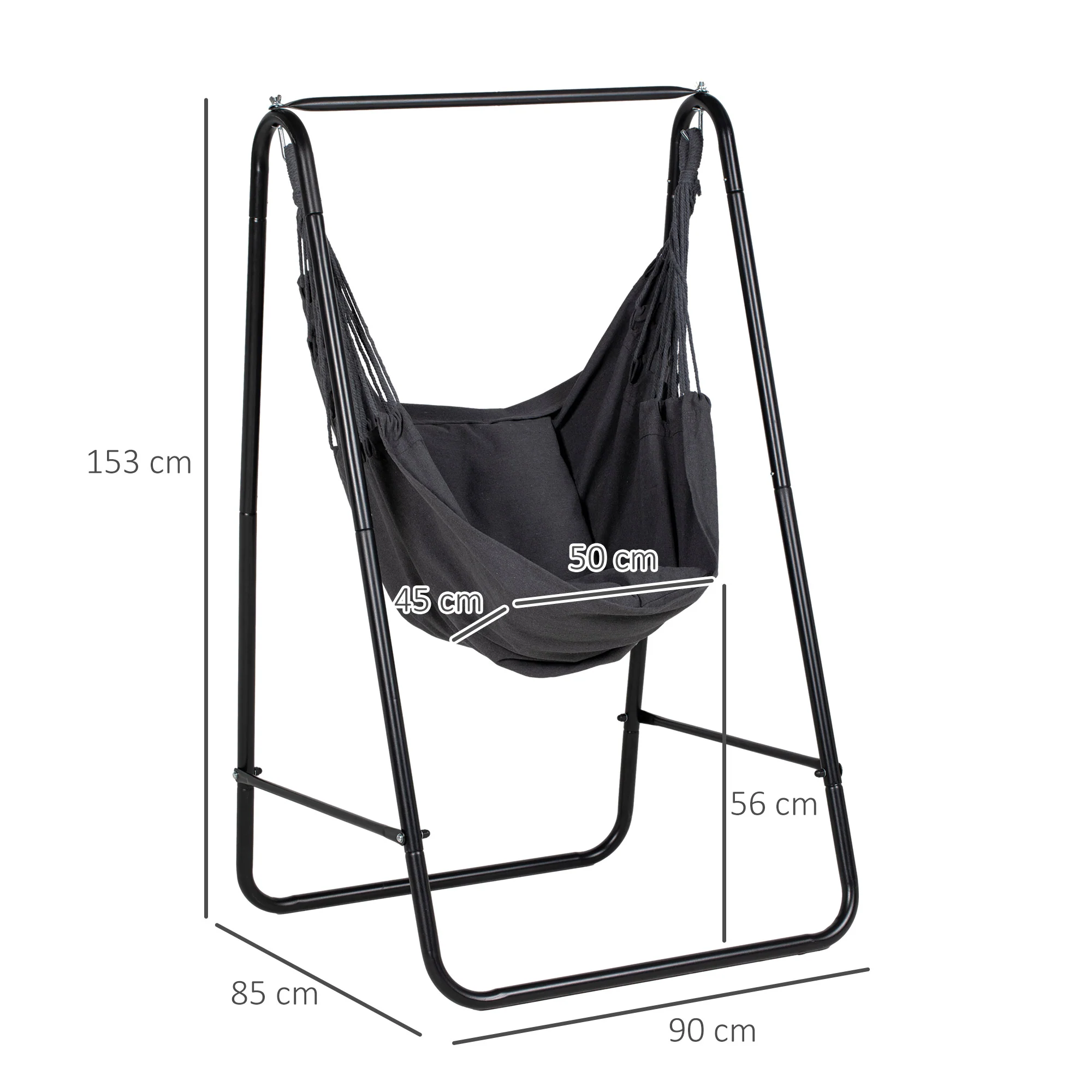 Outsunny Patio Hammock Chair W/ Stand, Hanging Chair W/ Cushion, Armrest - Image 5