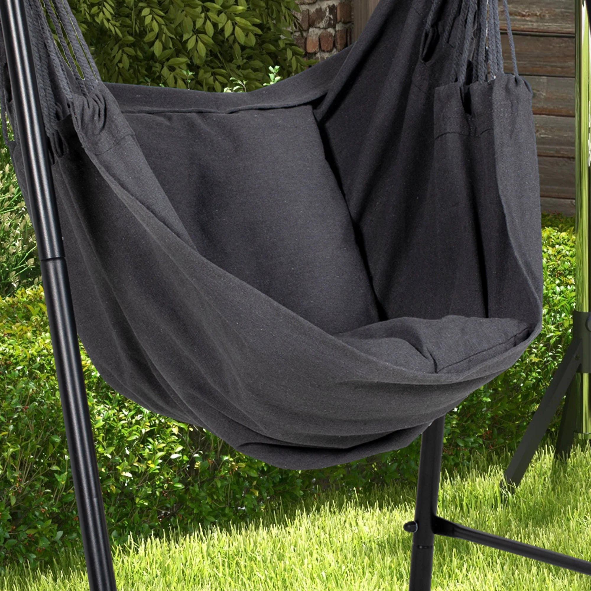 Outsunny Patio Hammock Chair W/ Stand, Hanging Chair W/ Cushion, Armrest - Image 8