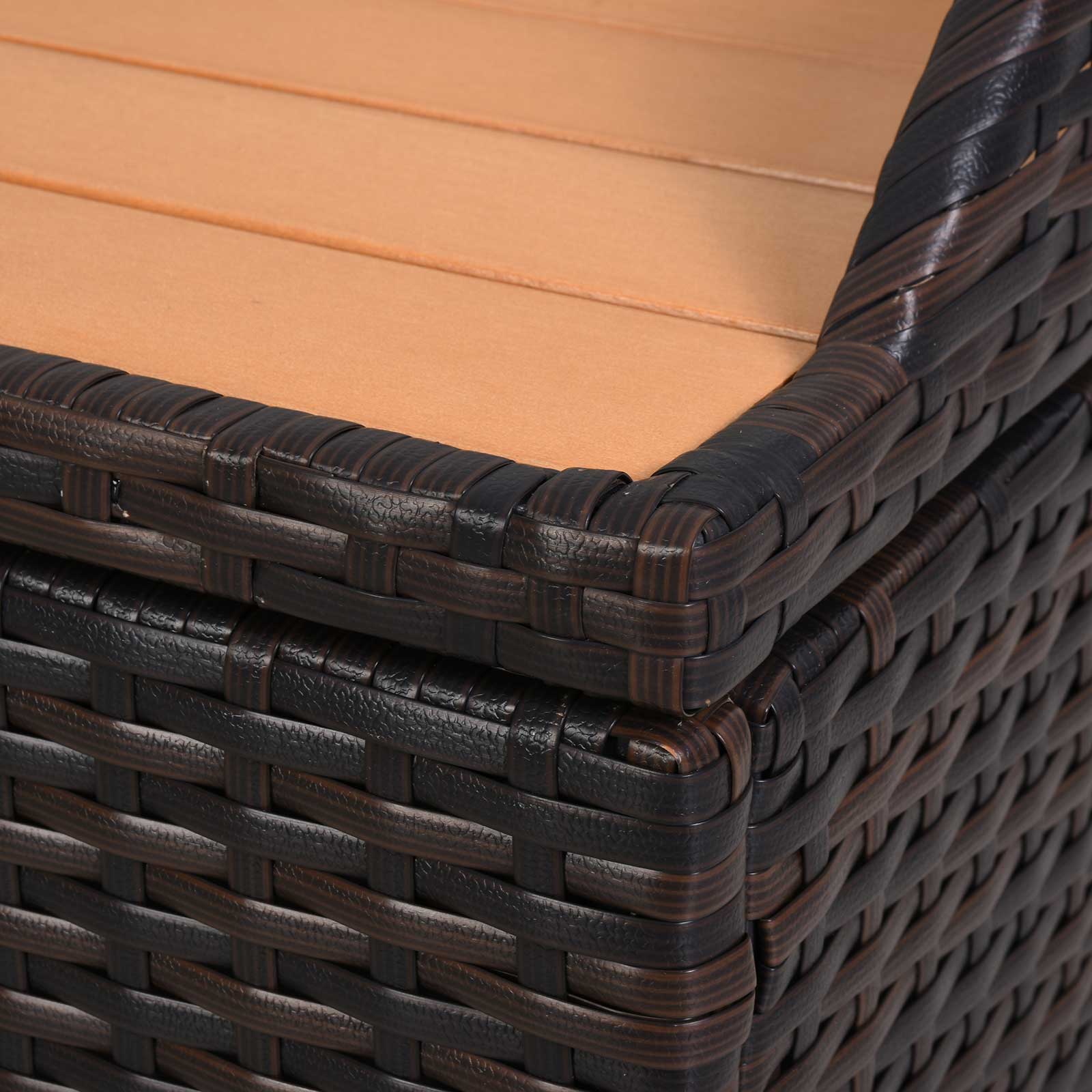 Outsunny PE Rattan Bench Patio Wicker Storage Basket Seat Furniture, 102Lx51Wx51H cm-Mixed Brown - Image 8