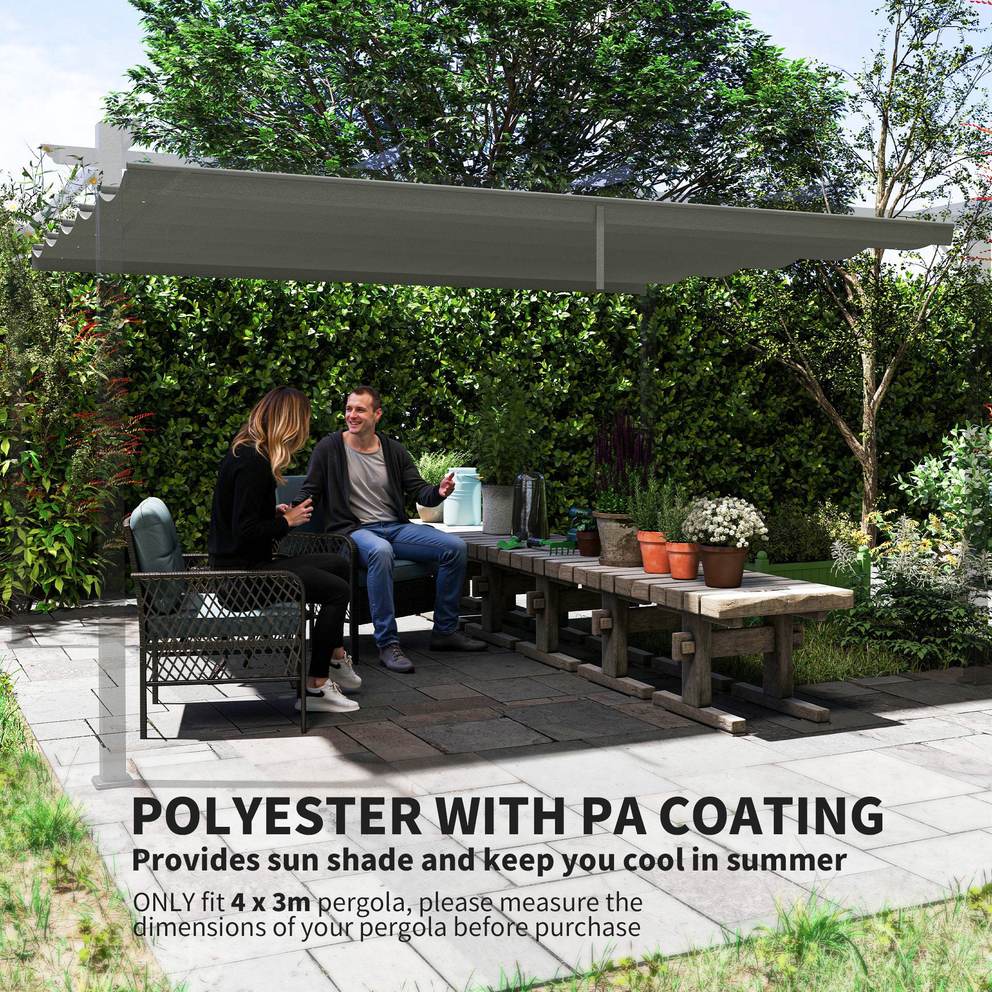 Outsunny Pergola Shade Cover Replacement Canopy for 4 x 3(m) Pergola