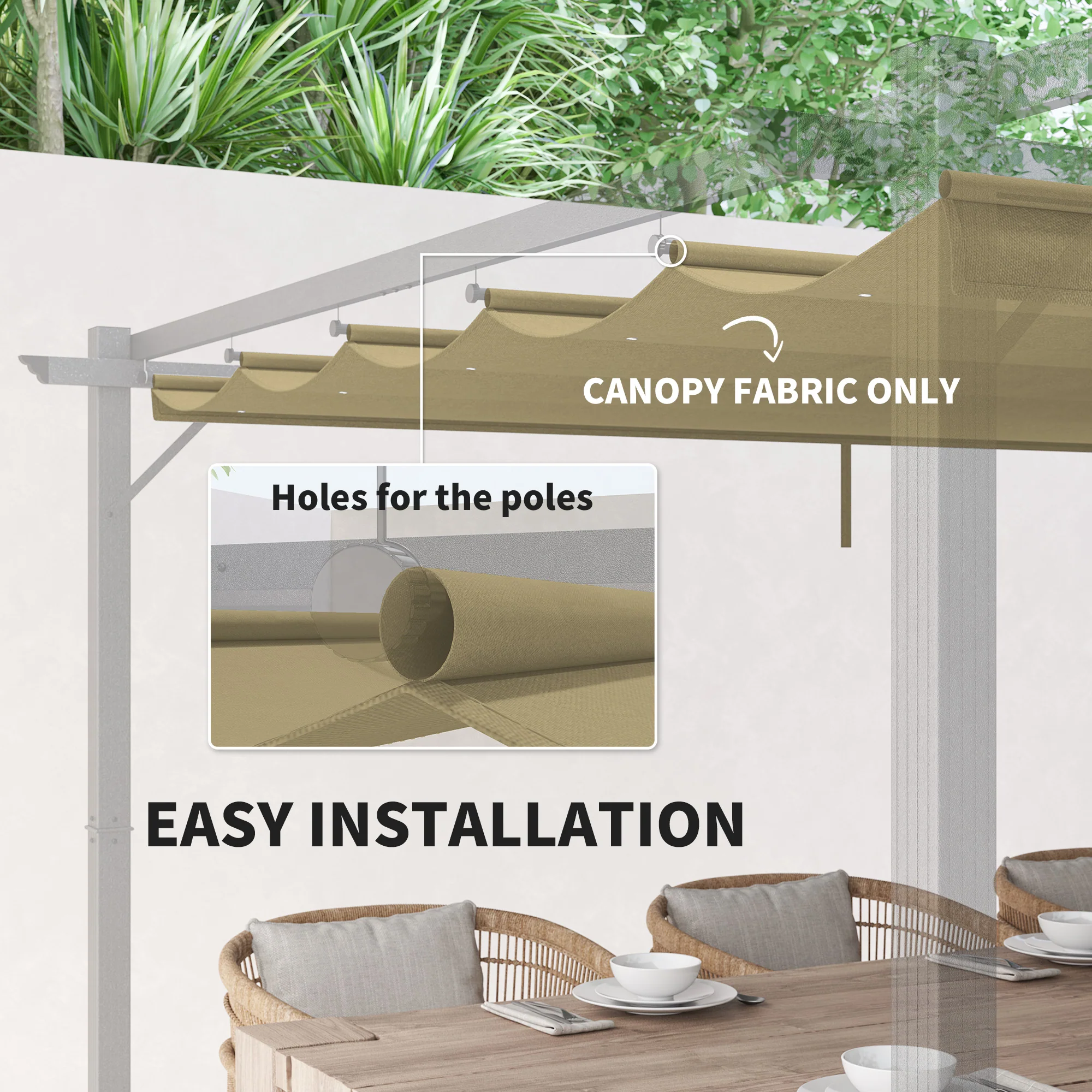 Outsunny Pergola Shade Cover Replacement Canopy for 4 x 3(m) Pergola - Image 11