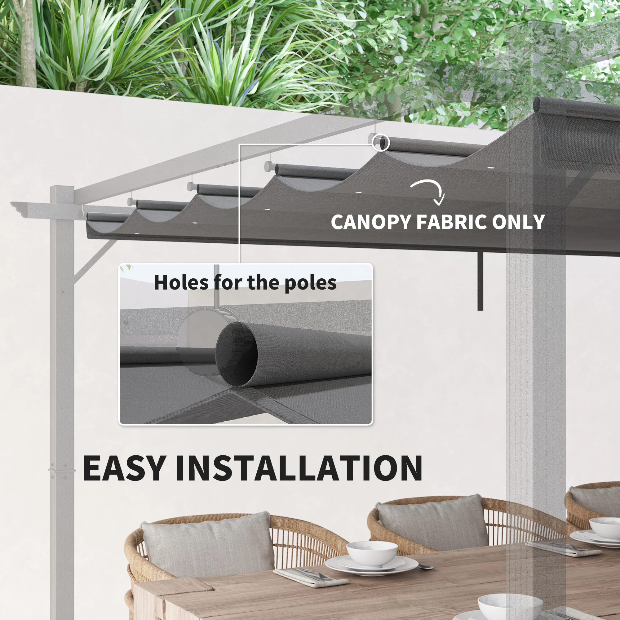 Outsunny Pergola Shade Cover Replacement Canopy for 4 x 3(m) Pergola - Image 4