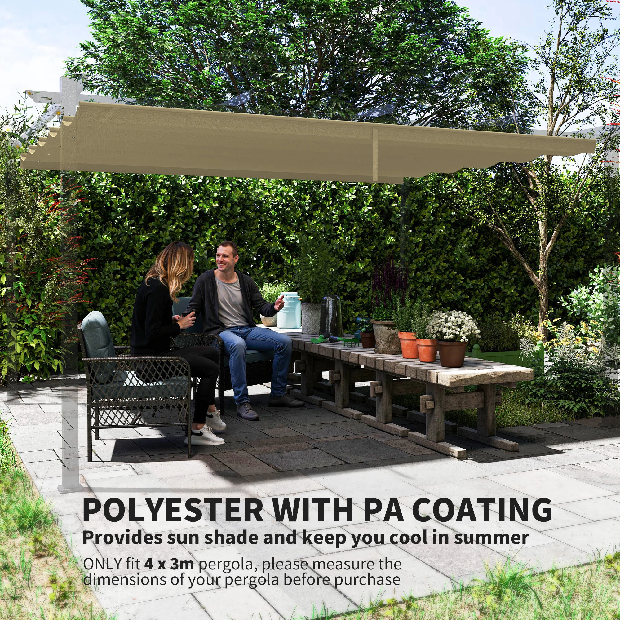 Outsunny Pergola Shade Cover Replacement Canopy for 4 x 3(m) Pergola - Image 8