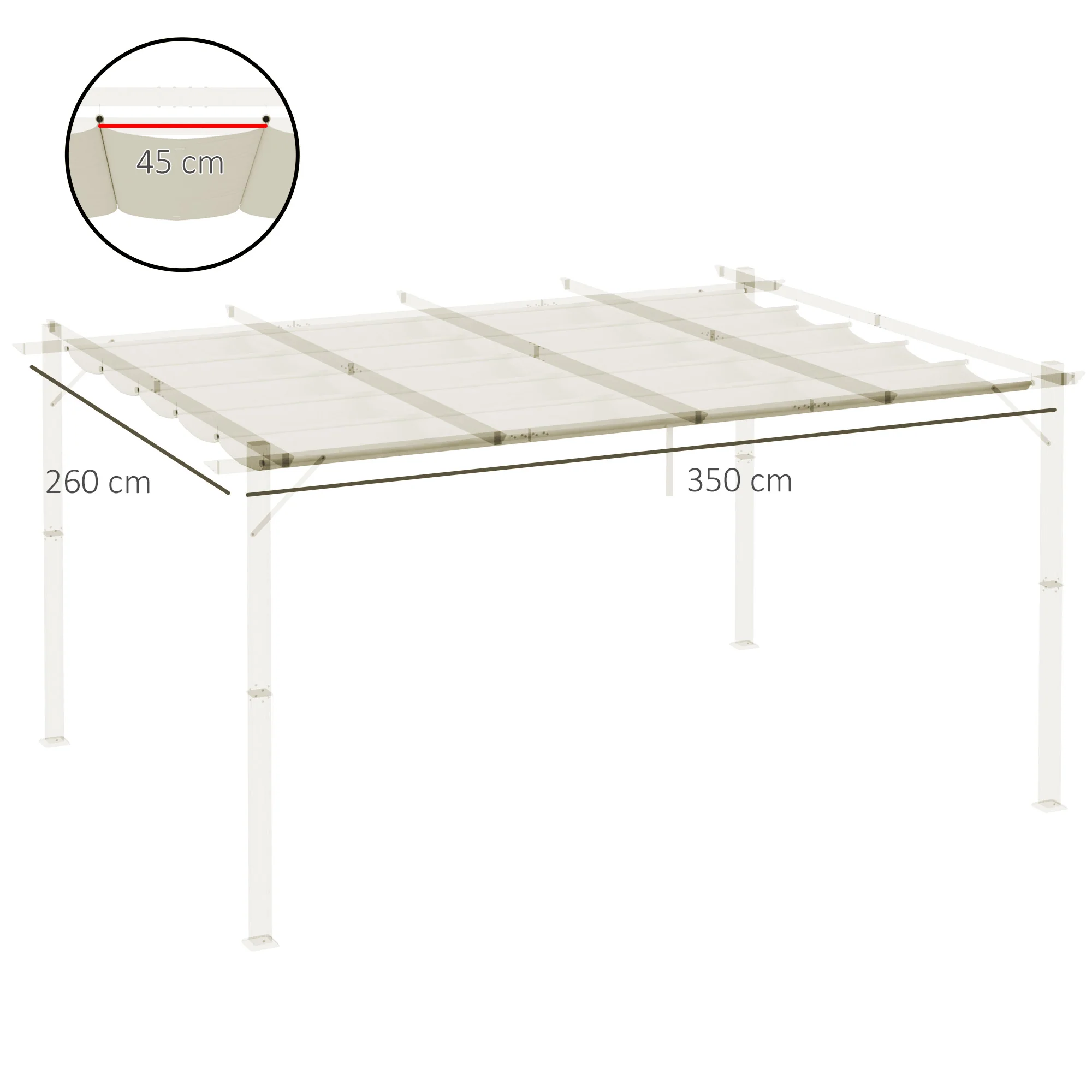 Outsunny Pergola Shade Cover Replacement Canopy for 4 x 3(m) Pergola, Cream - Image 23