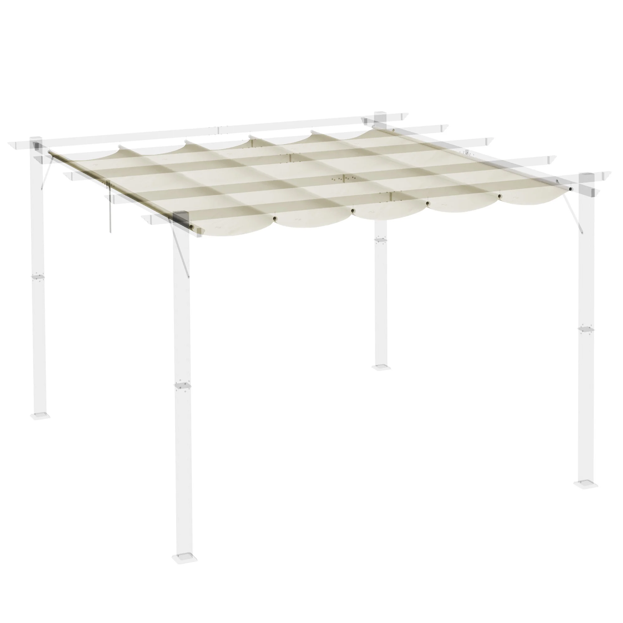 Outsunny Pergola Shade Cover Replacement Canopy for 4 x 3(m) Pergola, Cream - Image 8