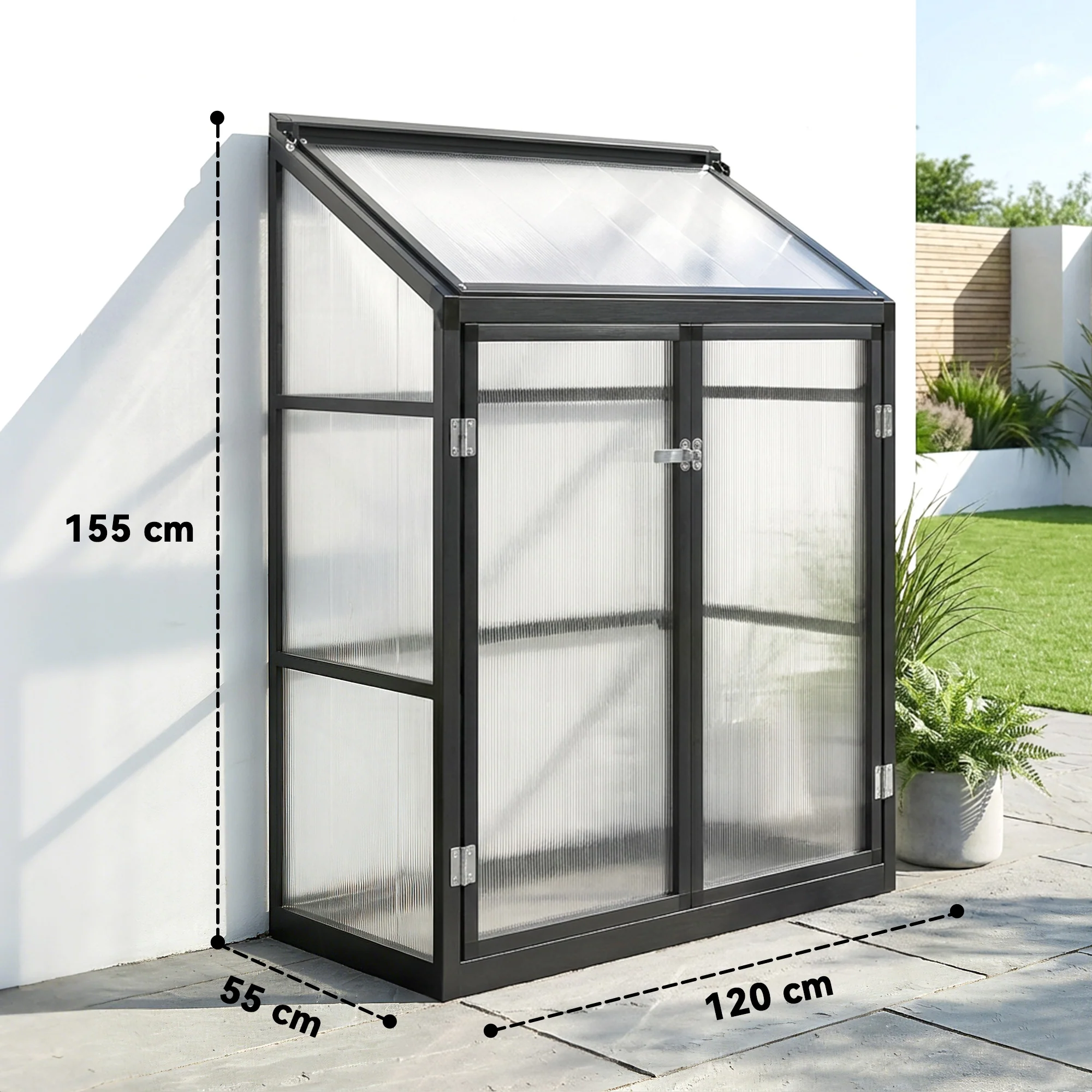 Outsunny Polycarbonate Greenhouse with Door, Aluminium Walk-in Greenhouse - Image 3