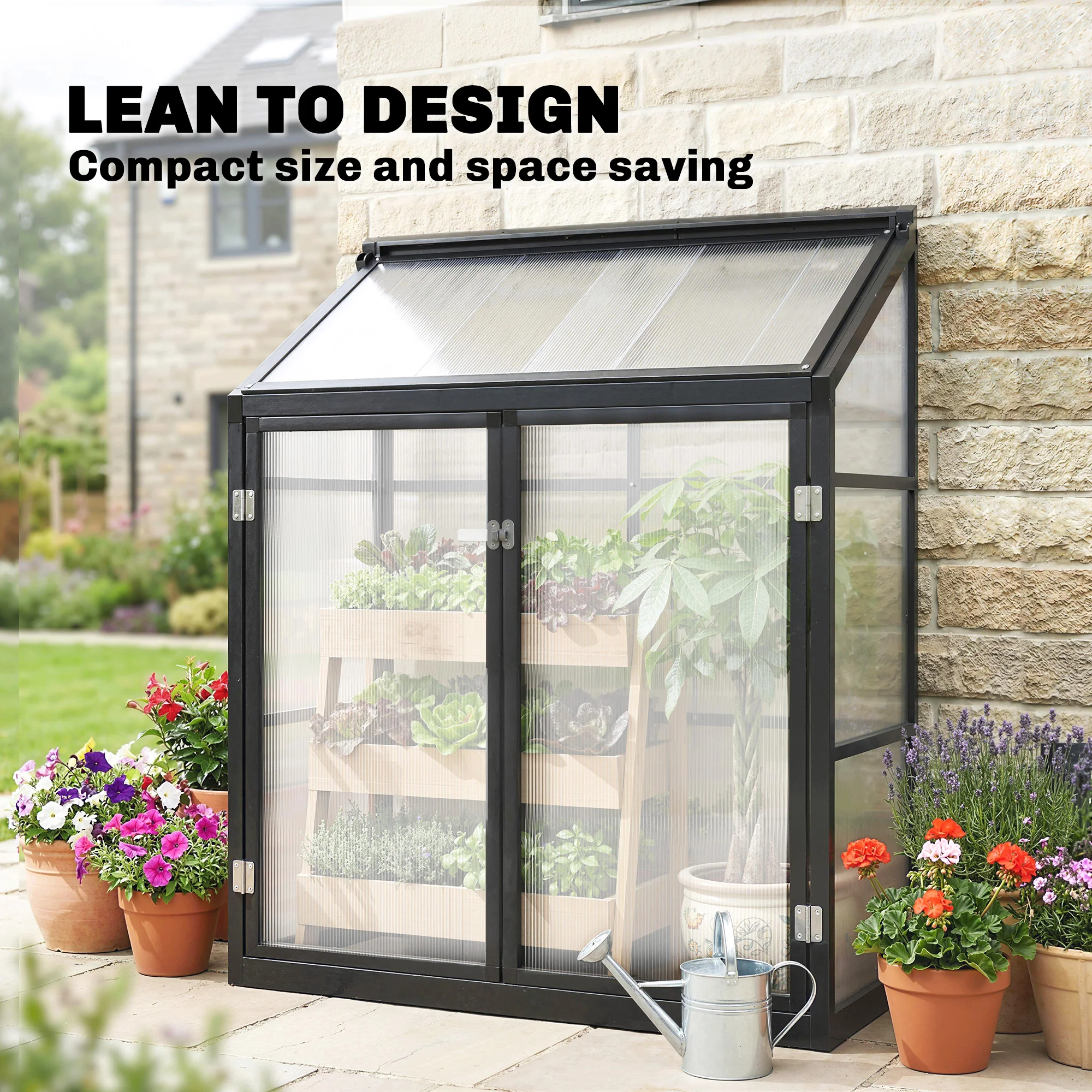 Outsunny Polycarbonate Greenhouse with Door, Aluminium Walk-in Greenhouse - Image 4