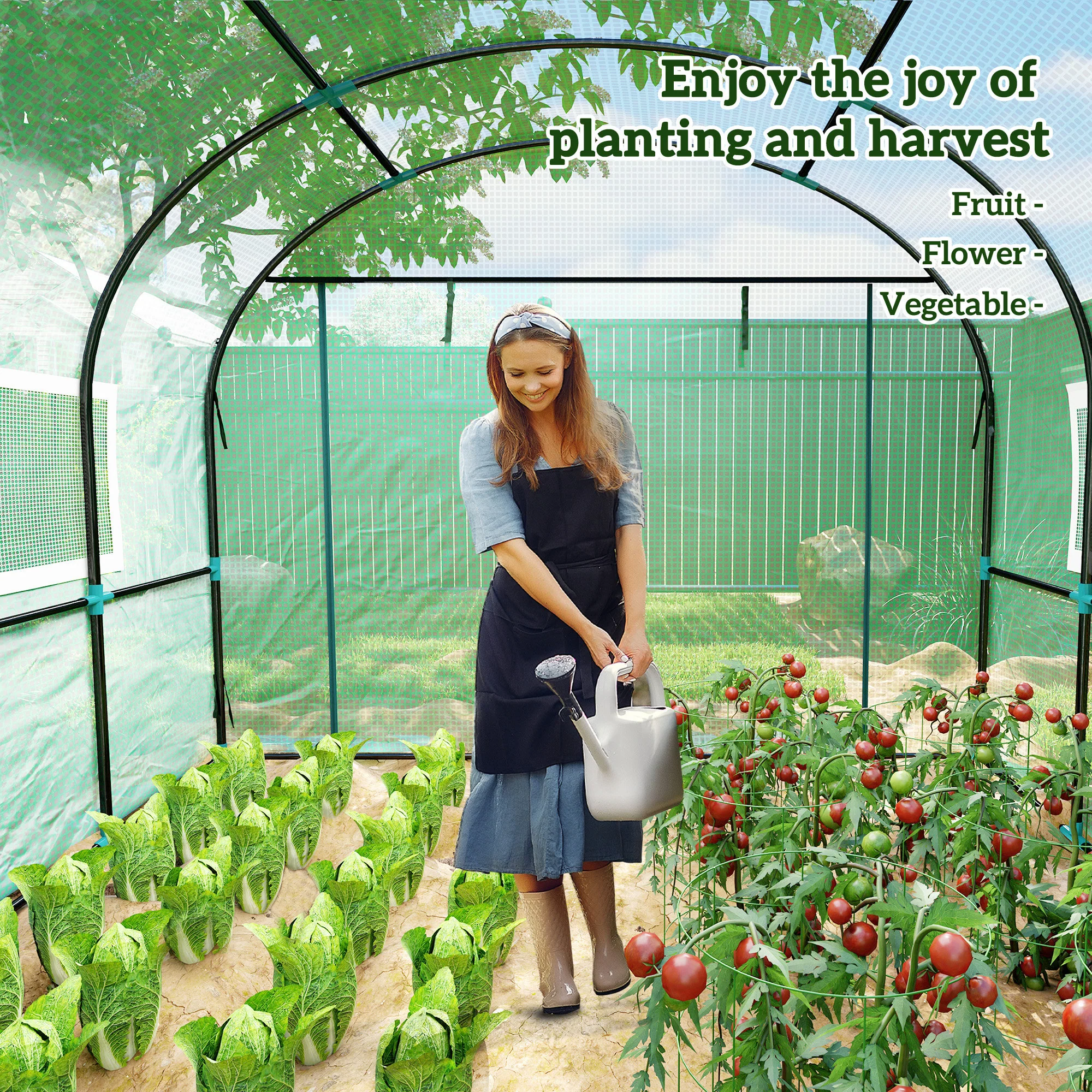Outsunny Polytunnel Greenhouse With Doors And Mesh Windows - Image 17