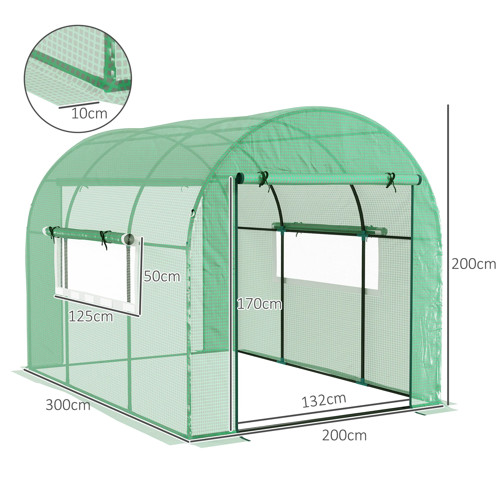 Outsunny Polytunnel Greenhouse With Doors And Mesh Windows - Image 5