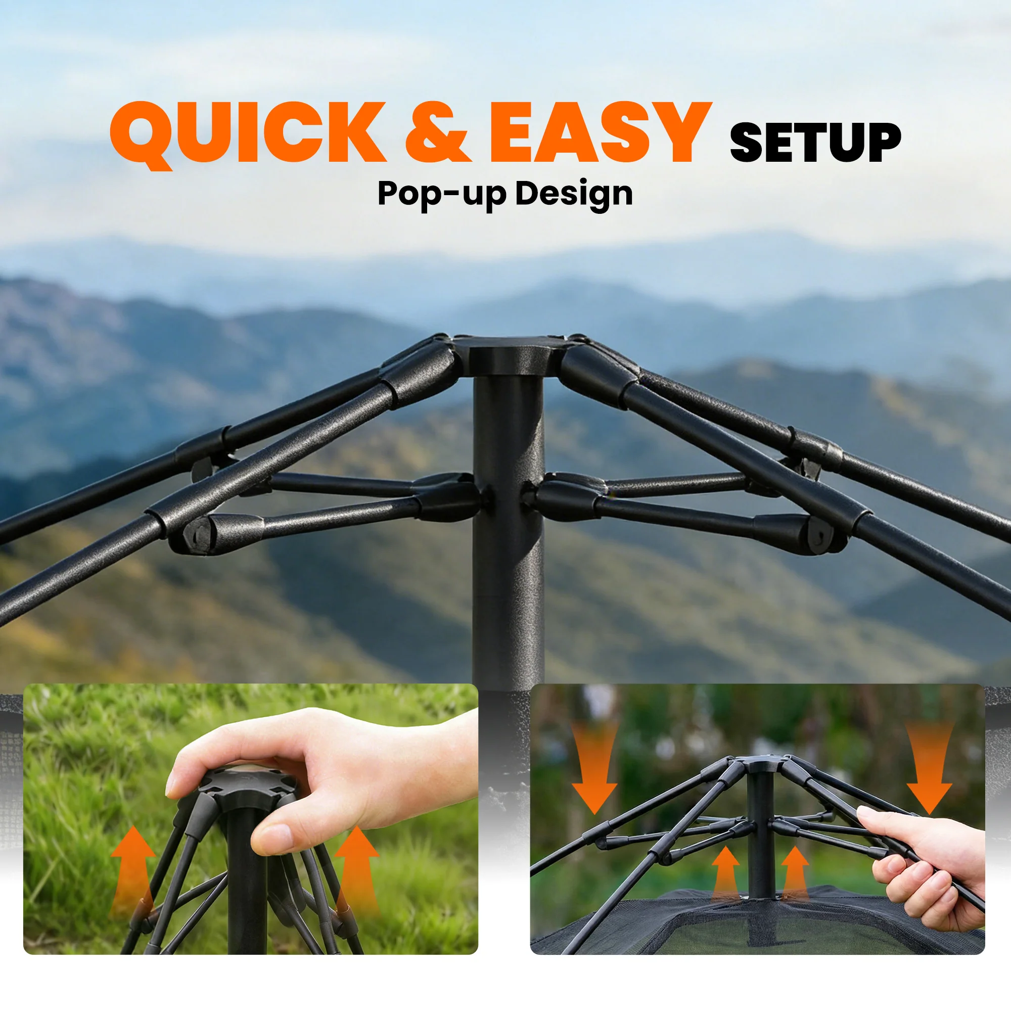 Outsunny Pop Up Tent Waterproof Camping Tents 3-4 People Green - Image 4