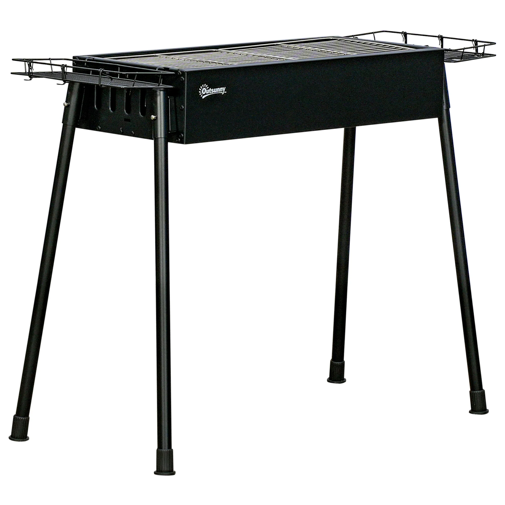 Outsunny Portable Charcoal Barbecue Grill With Seasoning Baskets And Hooks