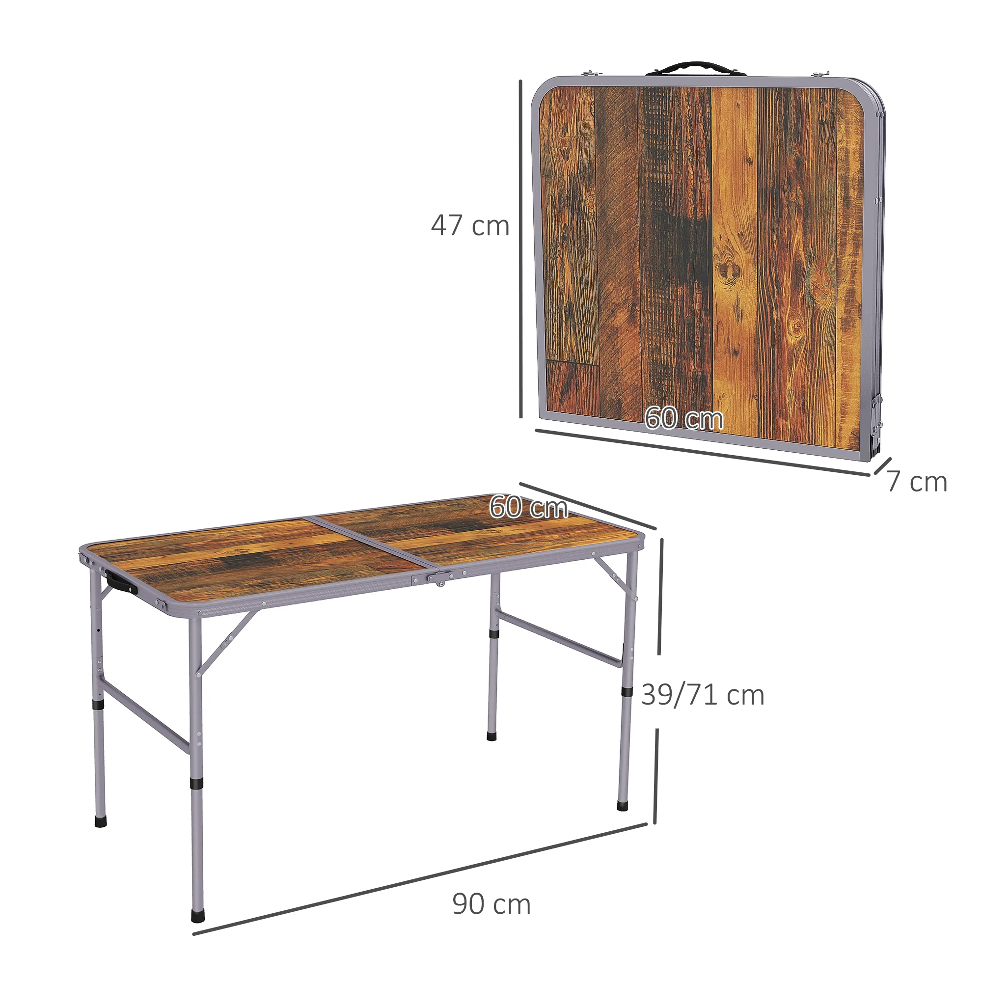 Outsunny Portable Folding Picnic Table Outdoor Lightweight BBQ Party Aluminum - Image 5