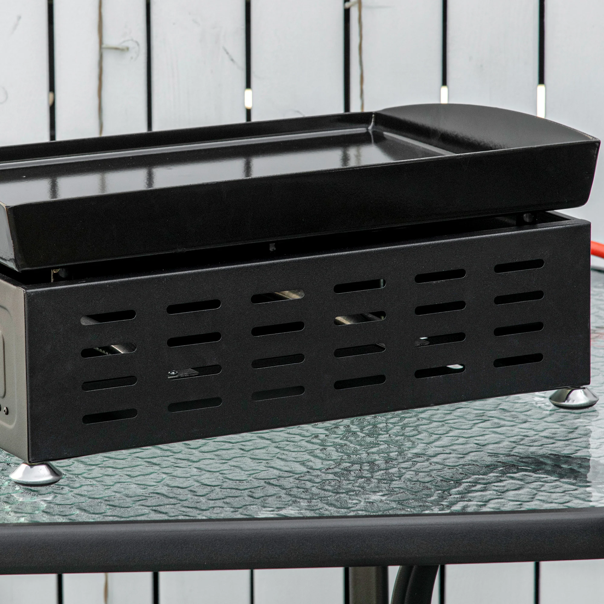 Outsunny Portable Gas Plancha BBQ Grill with 2 Stainless Steel Burner, 10kW - Image 9