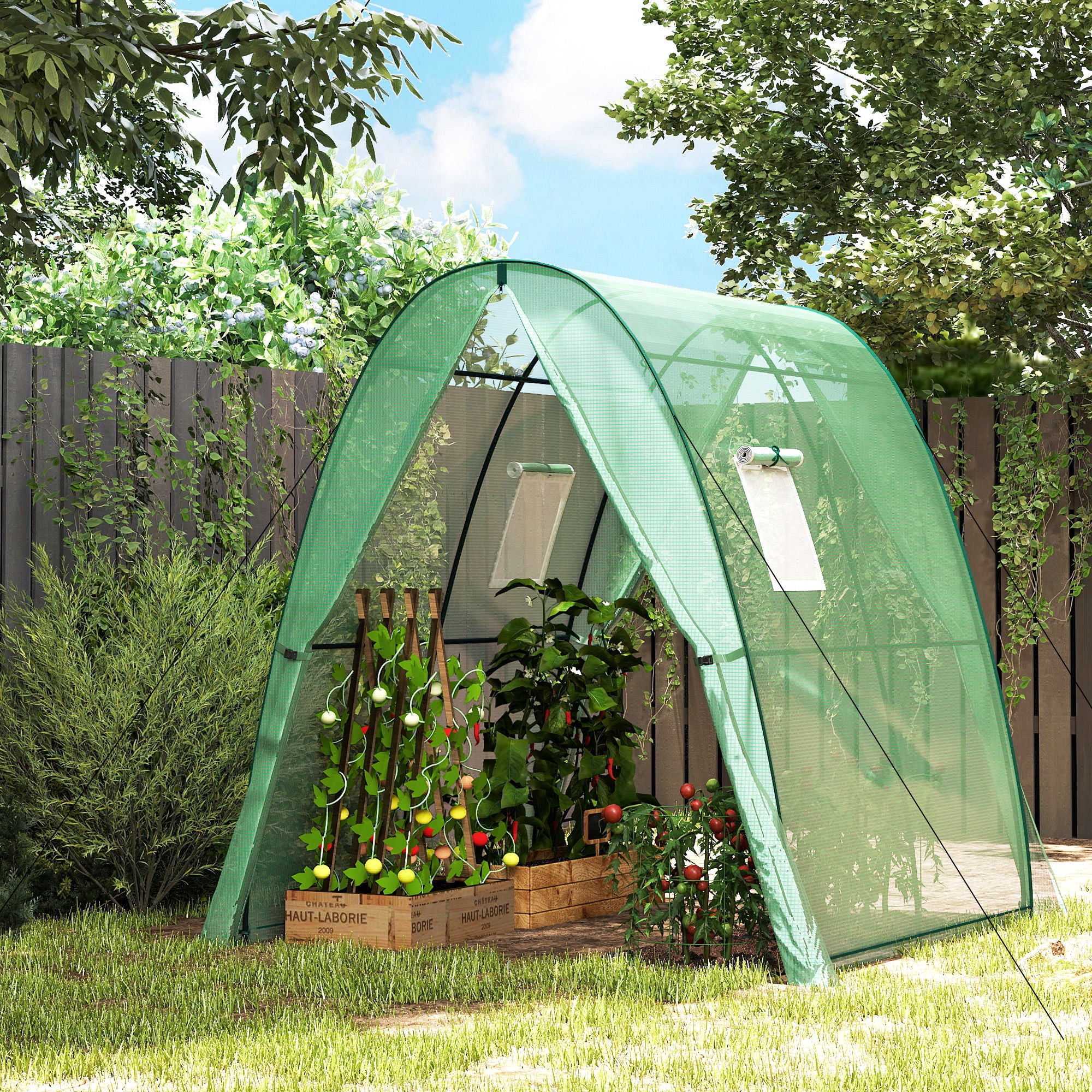 Outsunny Portable Greenhouse Gardening Plant Hot House with 2 Doors, Green - Image 2