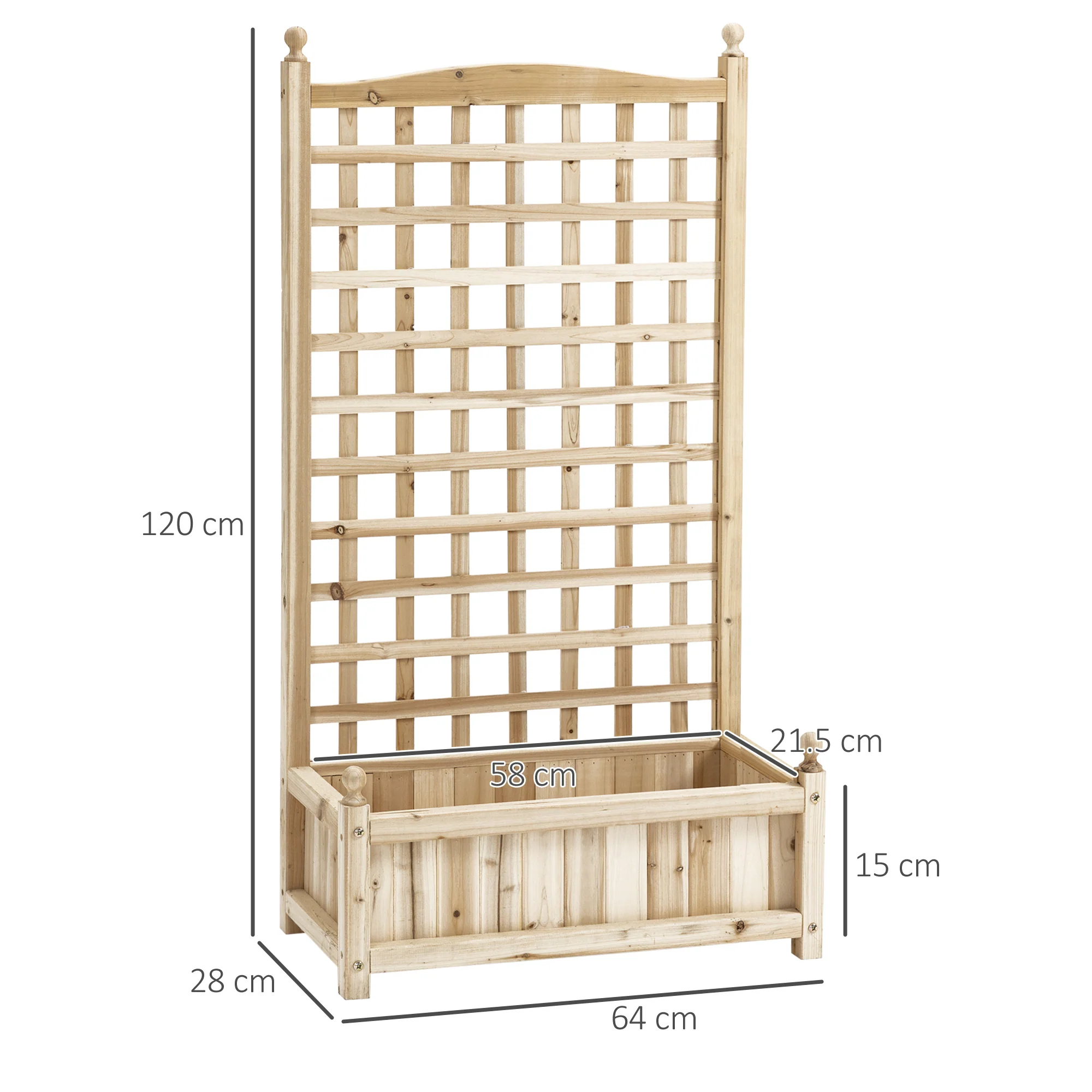 Outsunny Raised Garden Bed With Trellis Garden Planters Indoor Outdoor Natural - Image 5