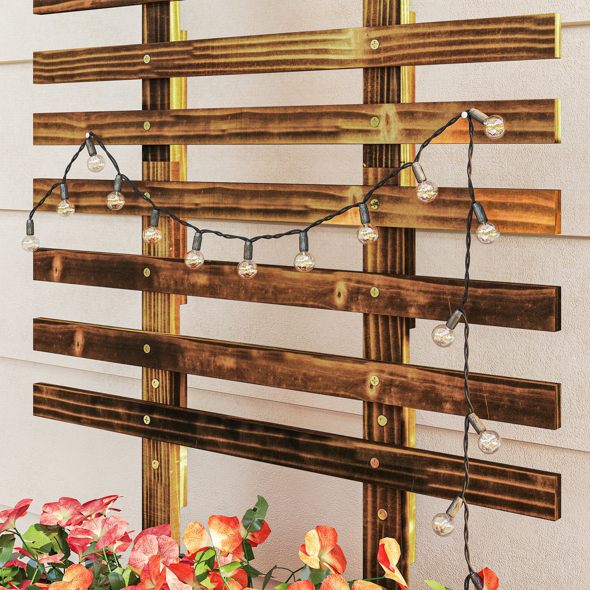 Outsunny Raised Garden Bed, Wooden Planter with Trellis and Wheels - Image 9