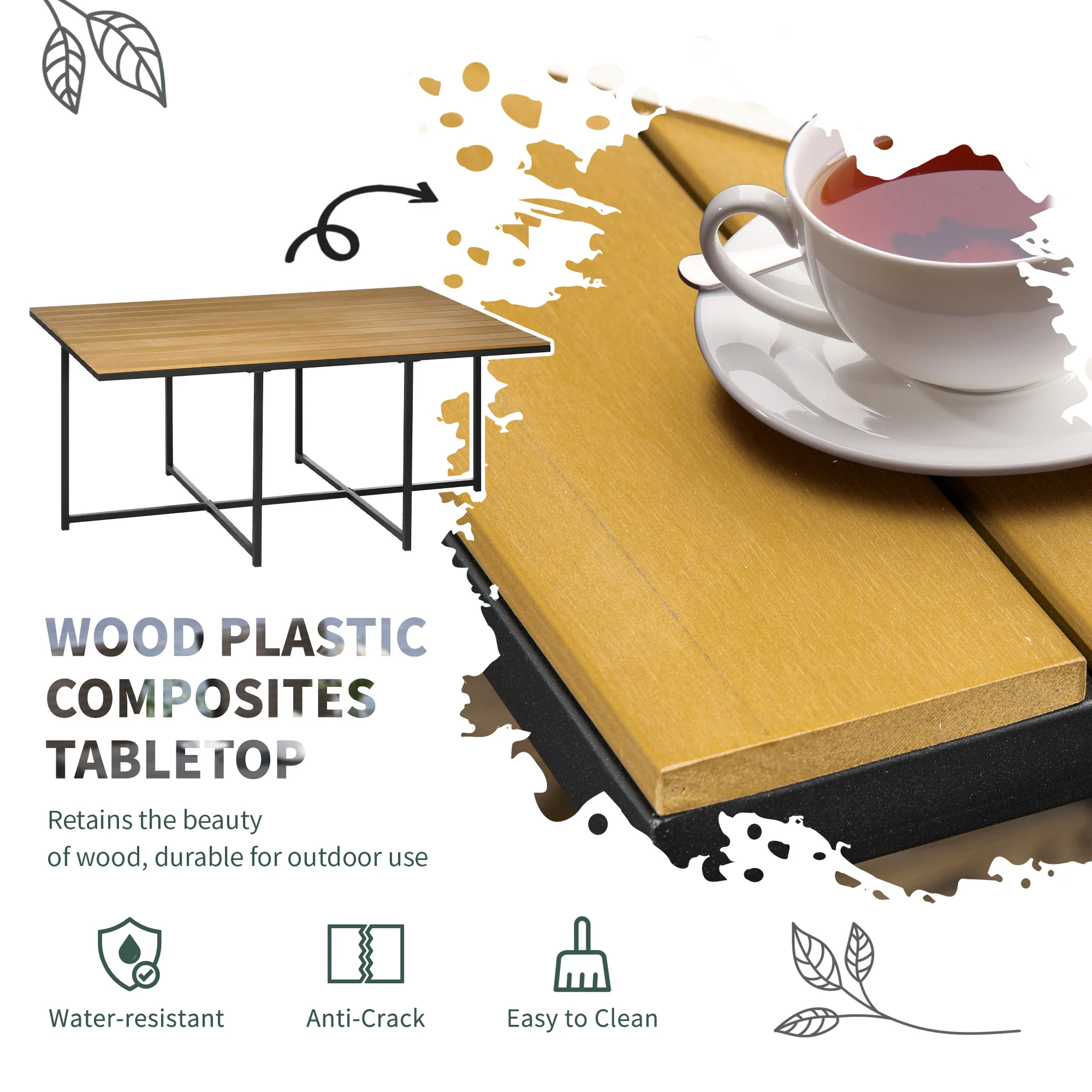 Outsunny Rattan Dining Set, Garden Table & Chair Sets w/ Space-saving Design - Image 6