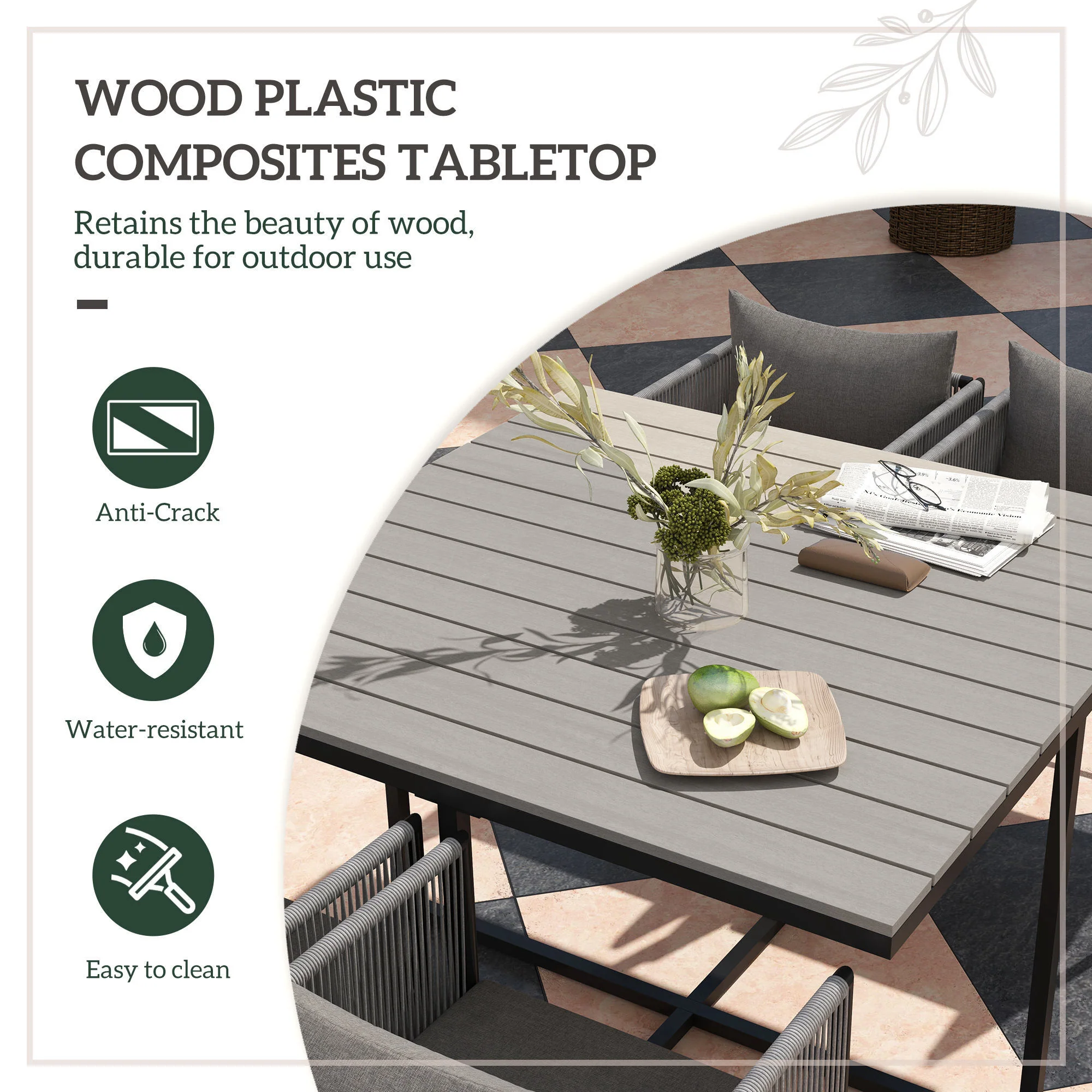 Outsunny Rattan Dining Set, Rattan Cube Dining Sets W/ Space-saving Design - Image 6