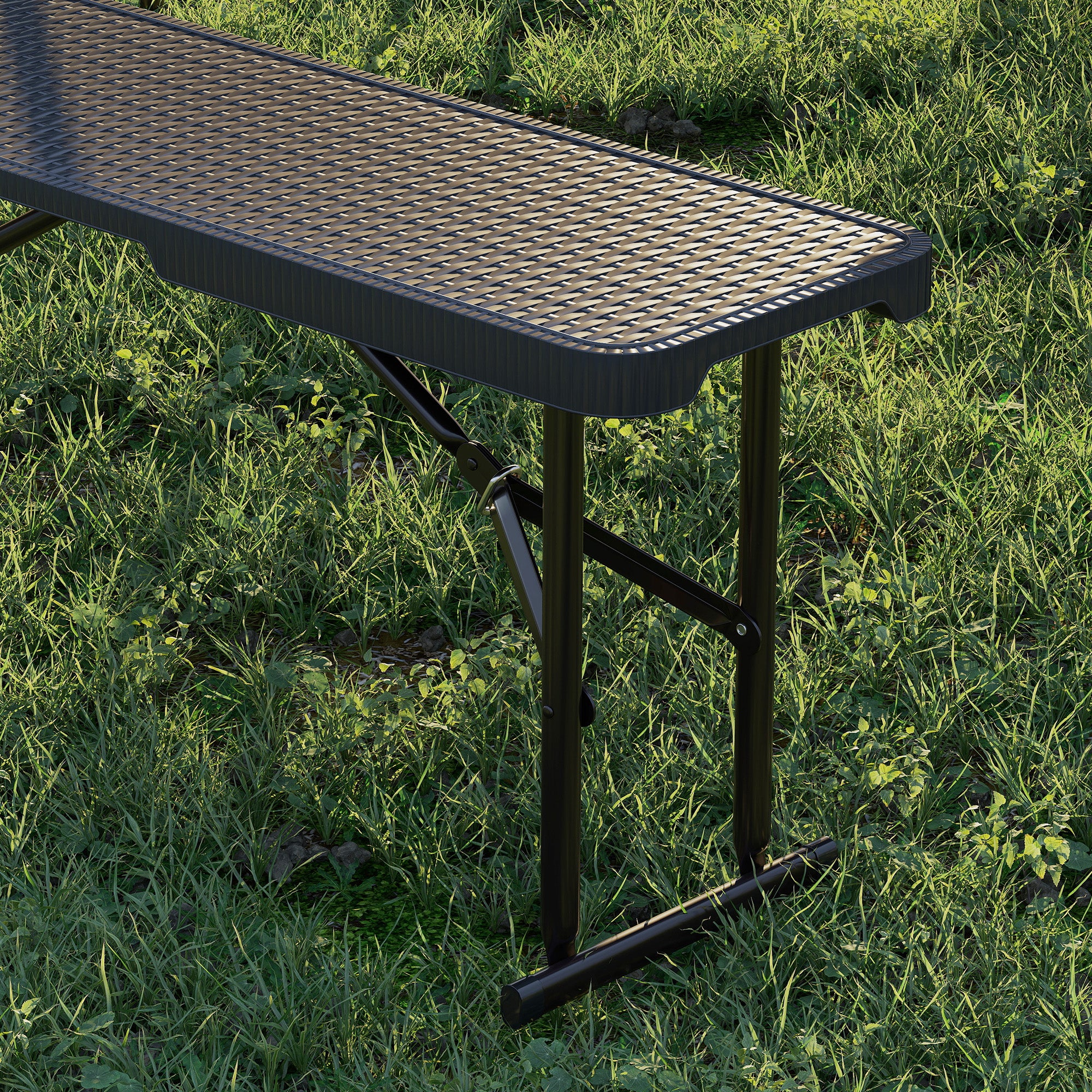 Outsunny Effect Folding Picnic Table and Bench Set w/ Handles, Black - Image 9