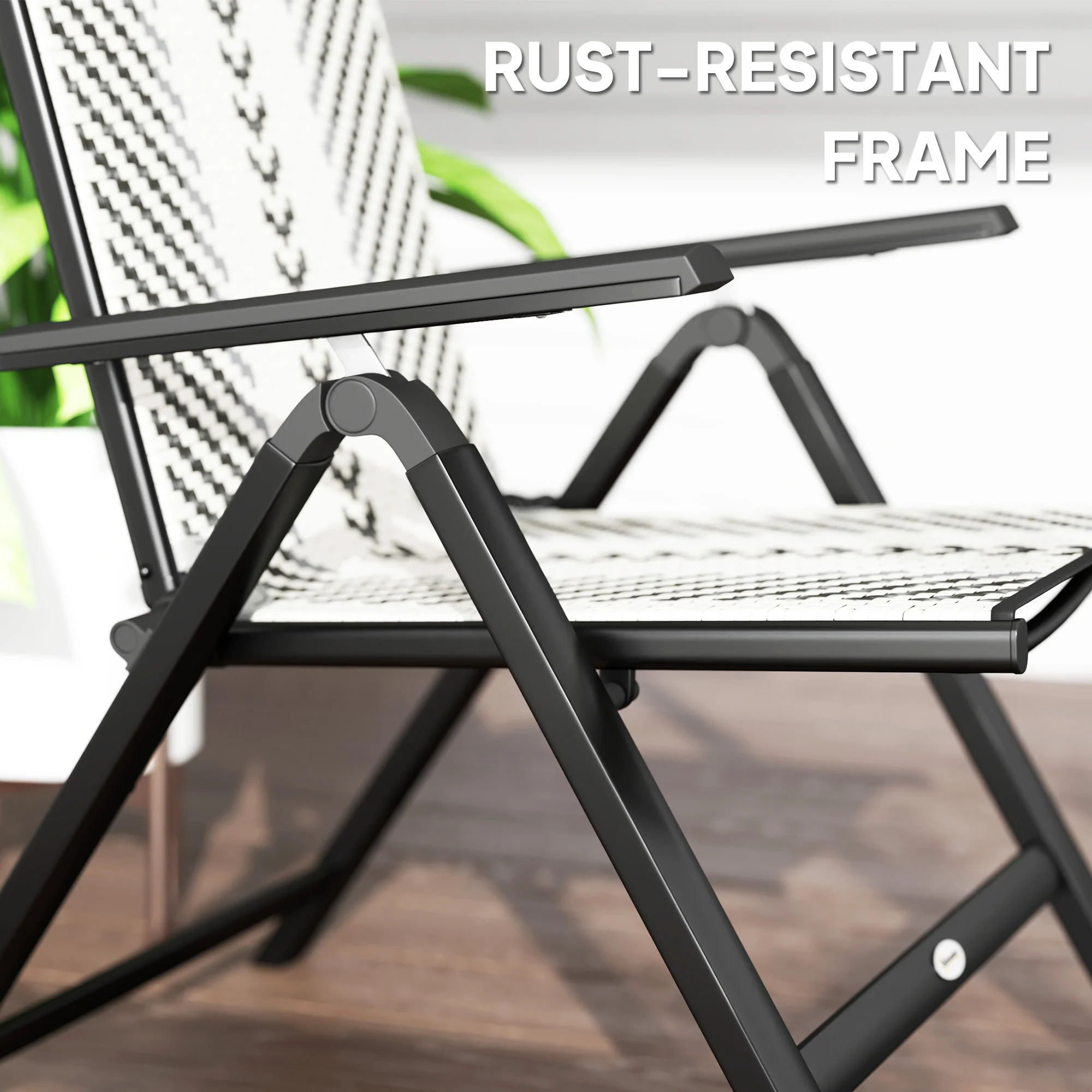 Outsunny Rattan Folding Chair w/ 5-Position Adjustable Backrest - Image 17