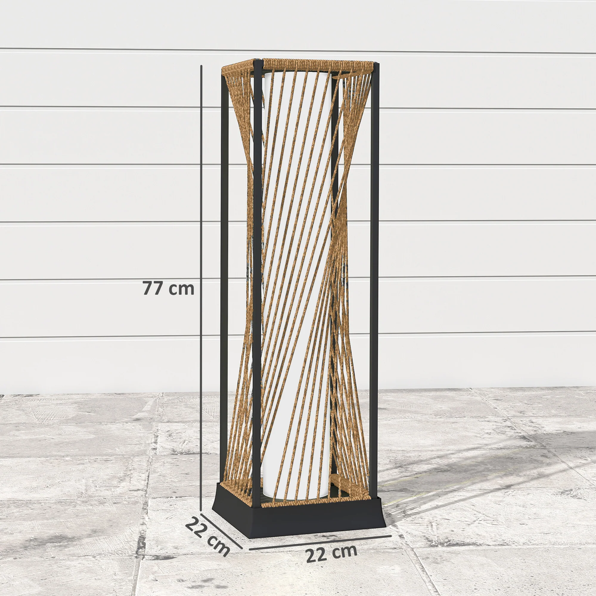 Outsunny Rattan Solar Floor Lamp, Auto On/Off Garden Lights, Sand Brown - Image 3