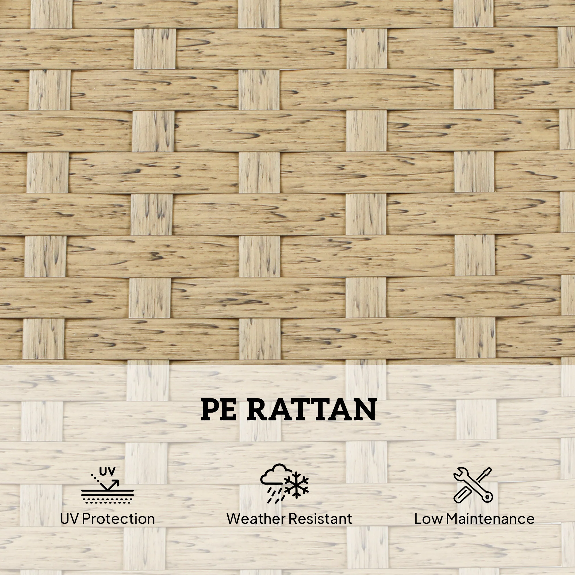 Outsunny Rattan Sun Loungers Set of 2 with Side Table, Beige - Image 7