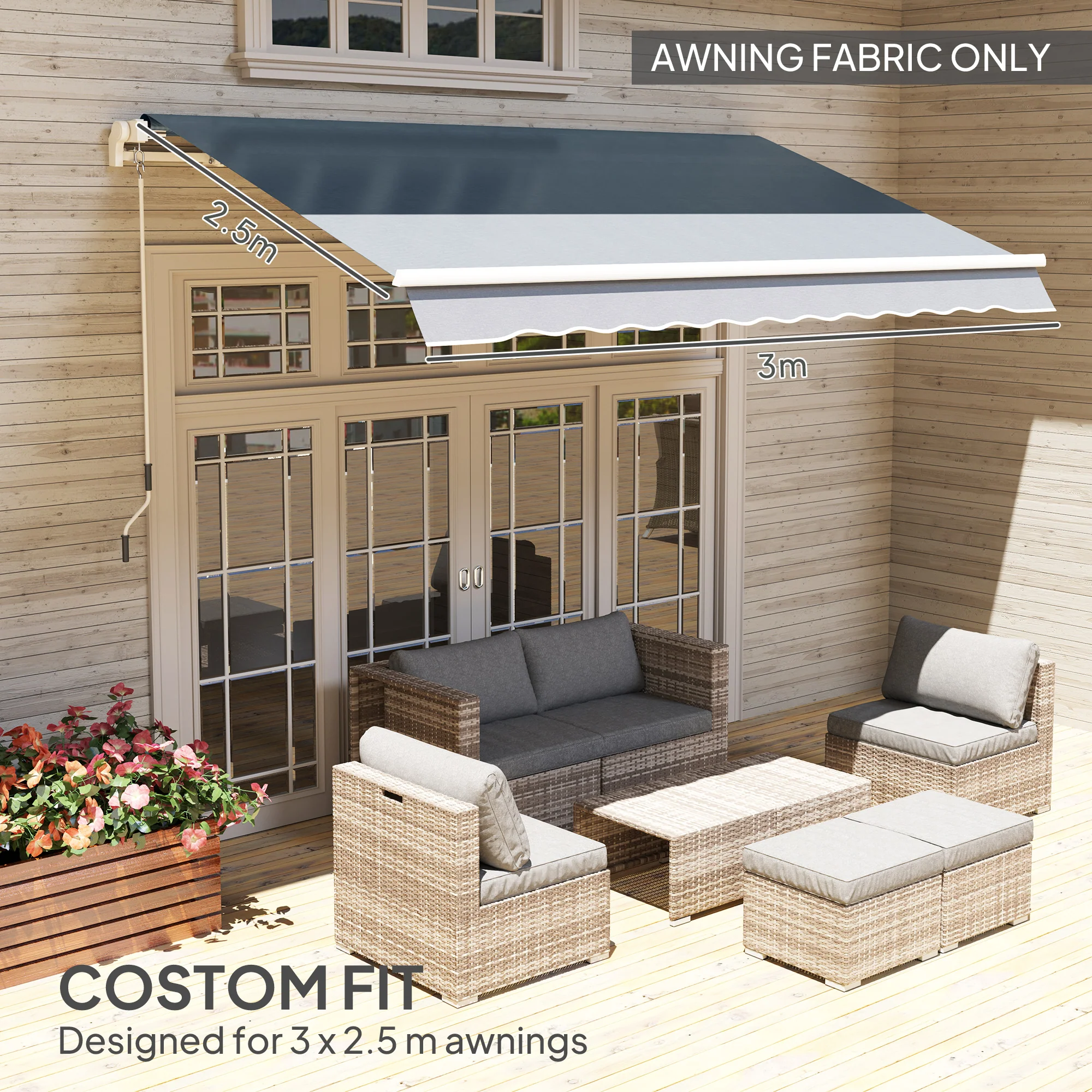 Outsunny Replacement Canopy for 3 x 2.5 m Awning (Fabric Only) - Image 21