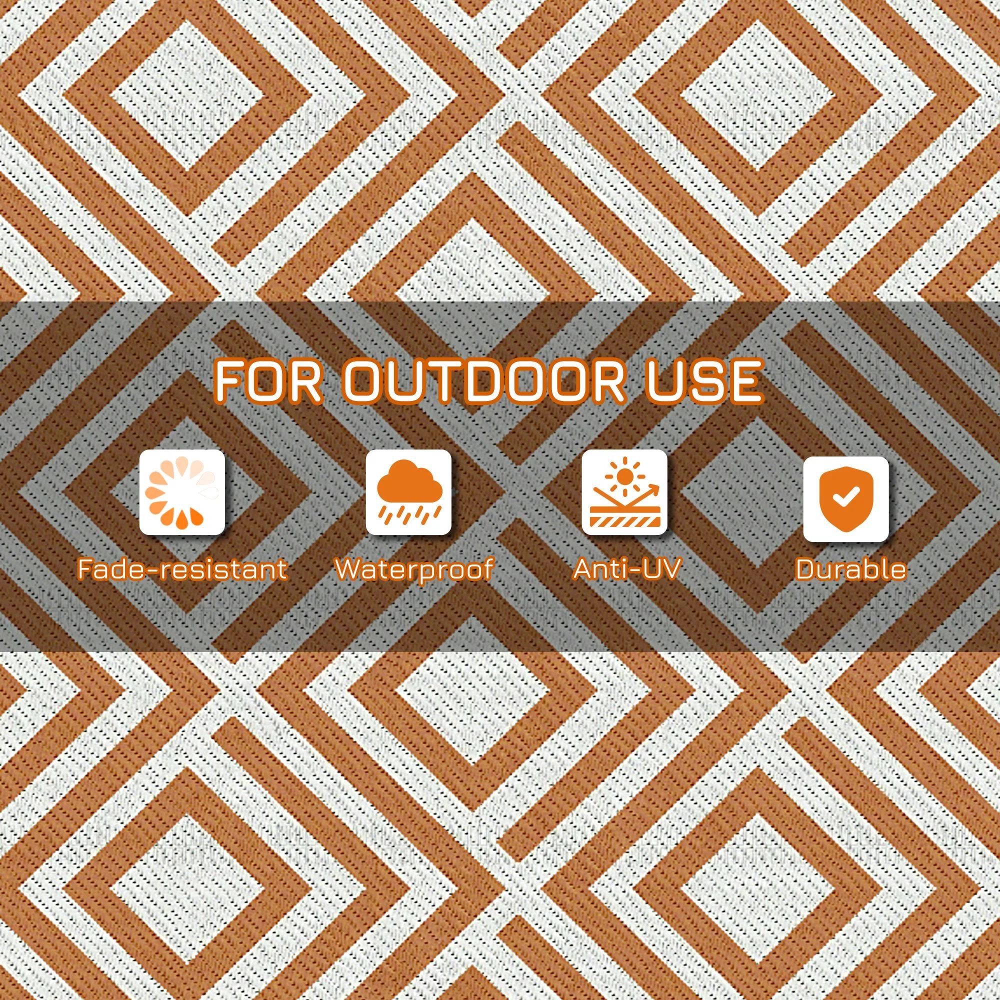 Outsunny Reversible Waterproof Outdoor Rug W/ Carry Bag, 182 x 274 cm, Brown - Image 6