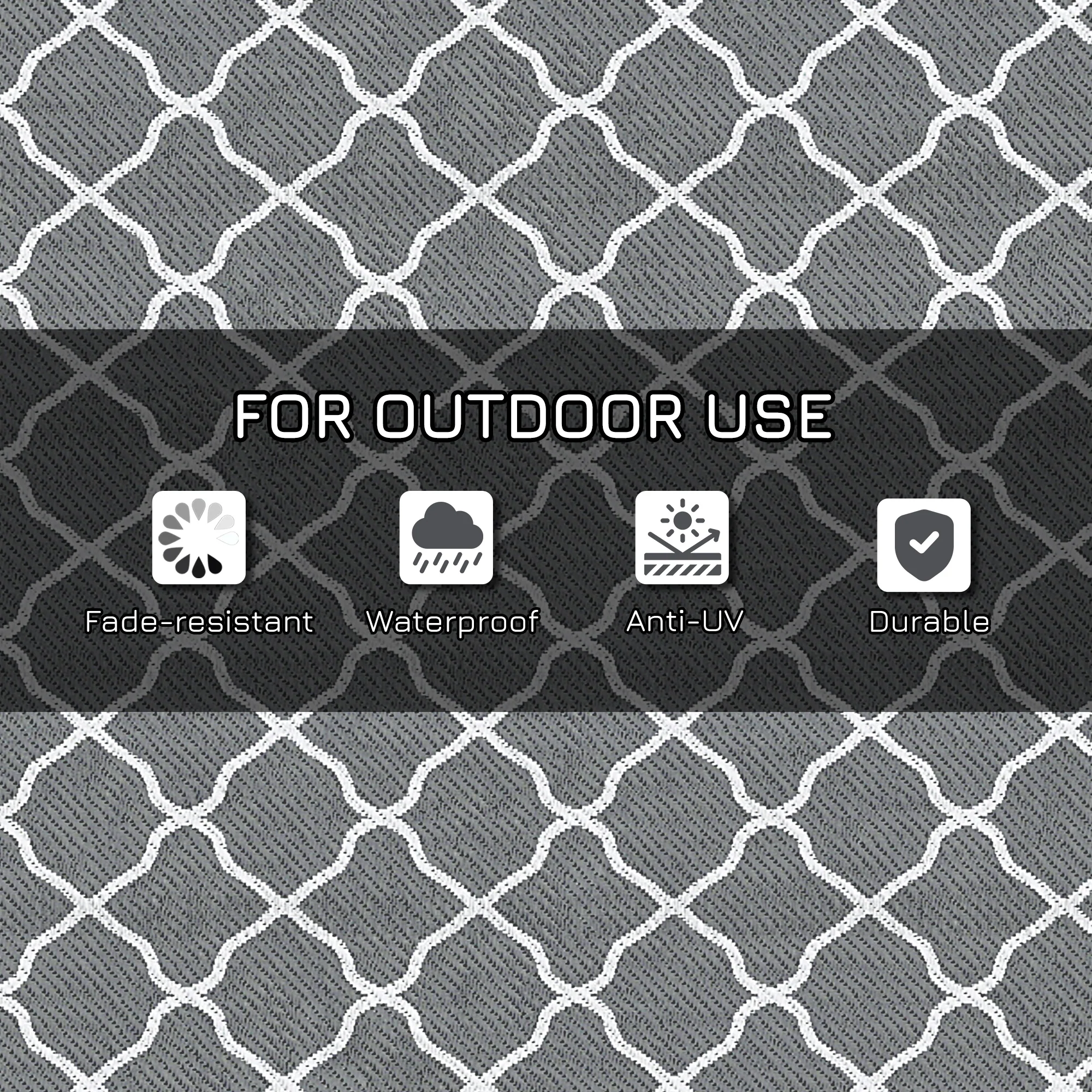 Outsunny Reversible Waterproof Outdoor Rug W/ Carry Bag, 182 x 274 cm, Grey - Image 6
