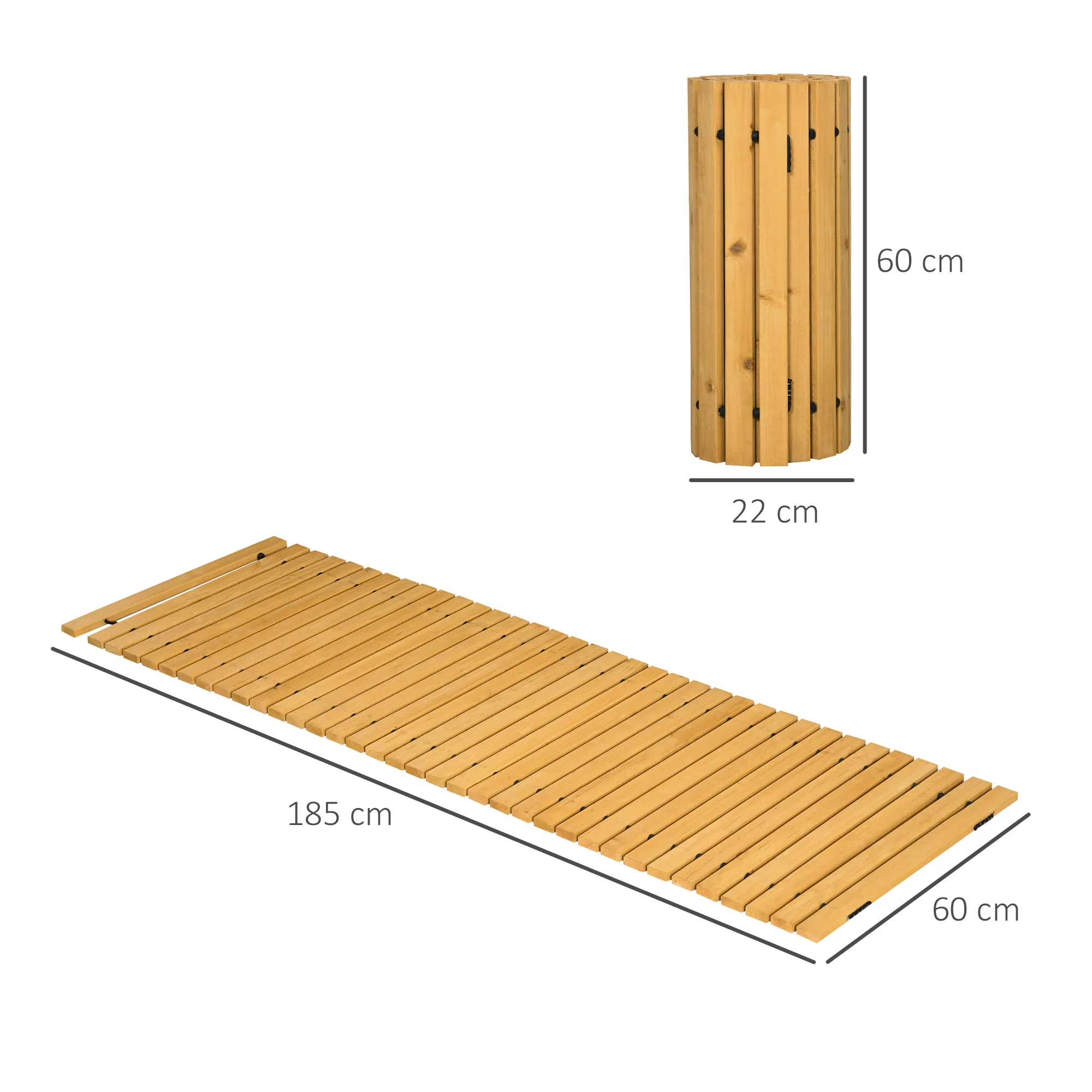 Outsunny Rollable Wooden Garden Pathway - Solid Pine Wood 185 X 60 Cm - Image 3