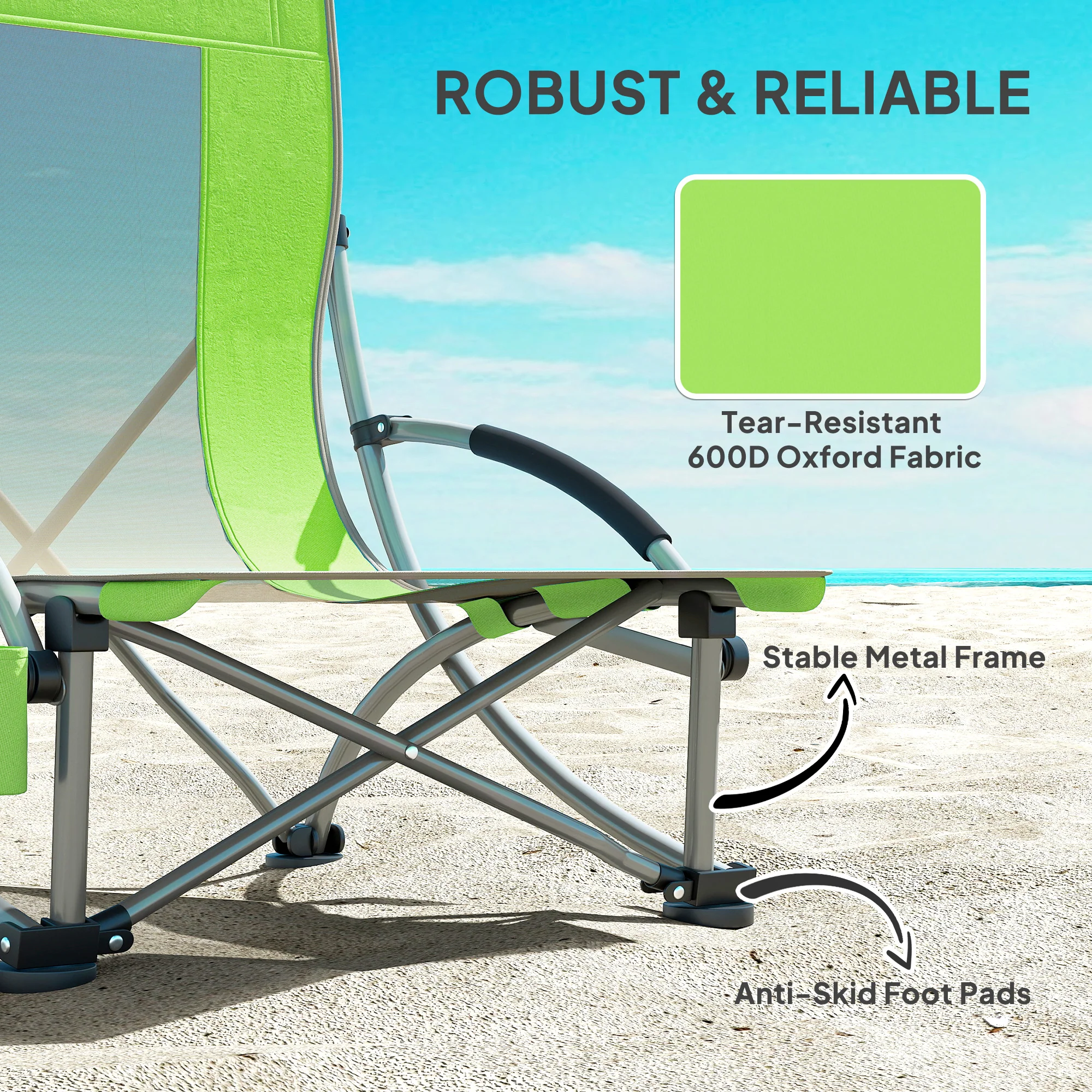 Outsunny Set Of 2 Folding Beach Chair, Camping Chair With Carry Bag - Image 25