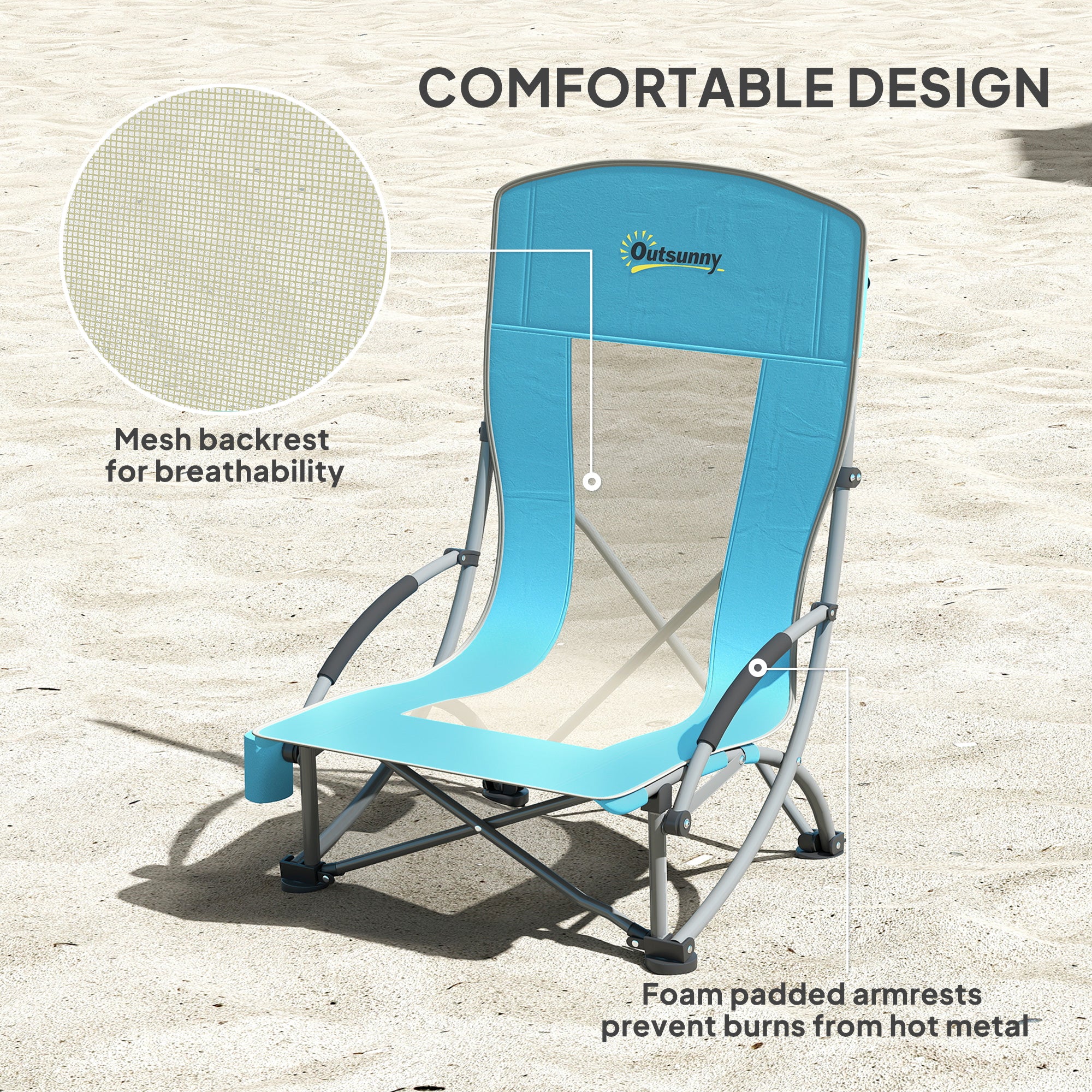 Outsunny Set Of 2 Folding Beach Chair, Camping Chair With Carry Bag - Image 4