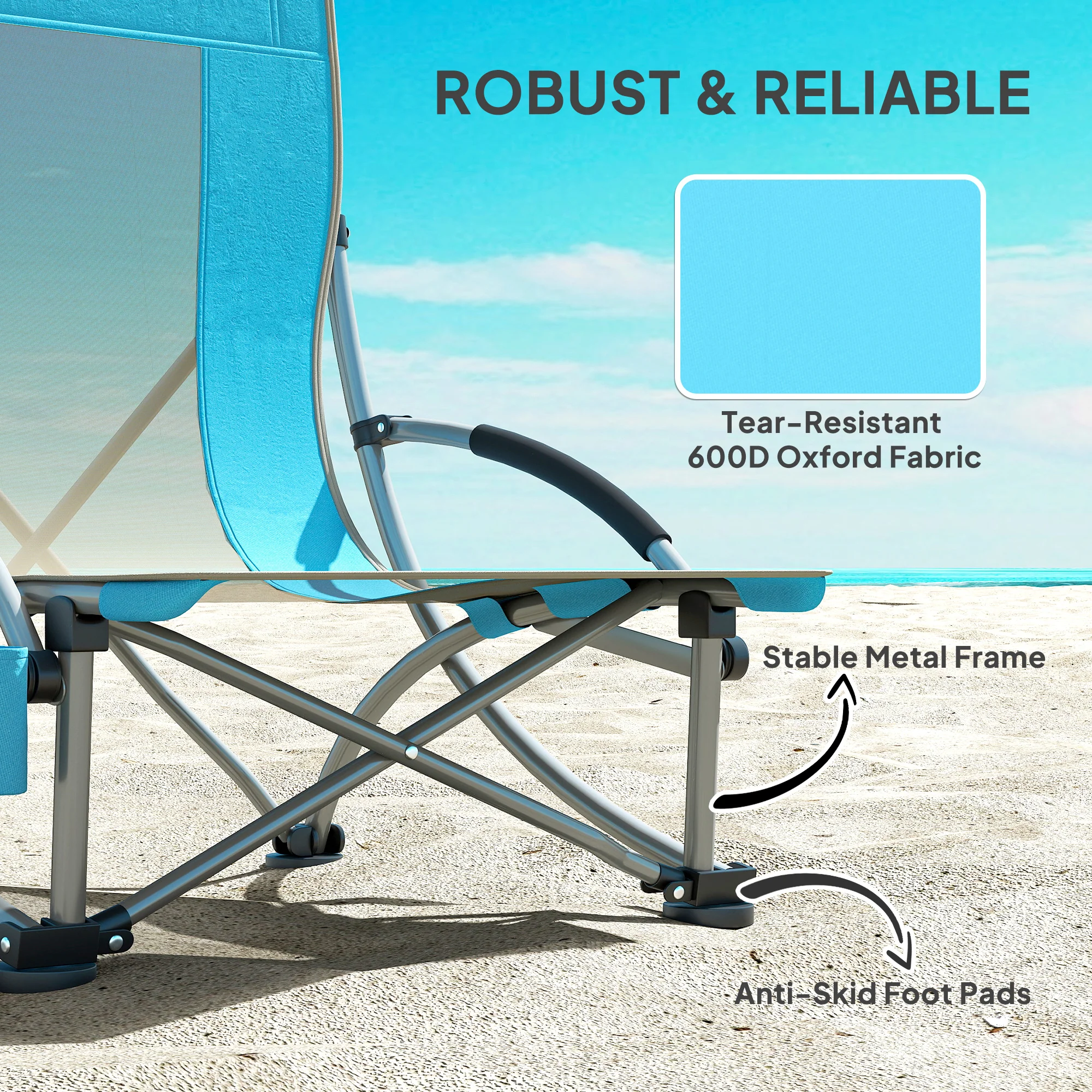 Outsunny Set Of 2 Folding Beach Chair, Camping Chair With Carry Bag - Image 7