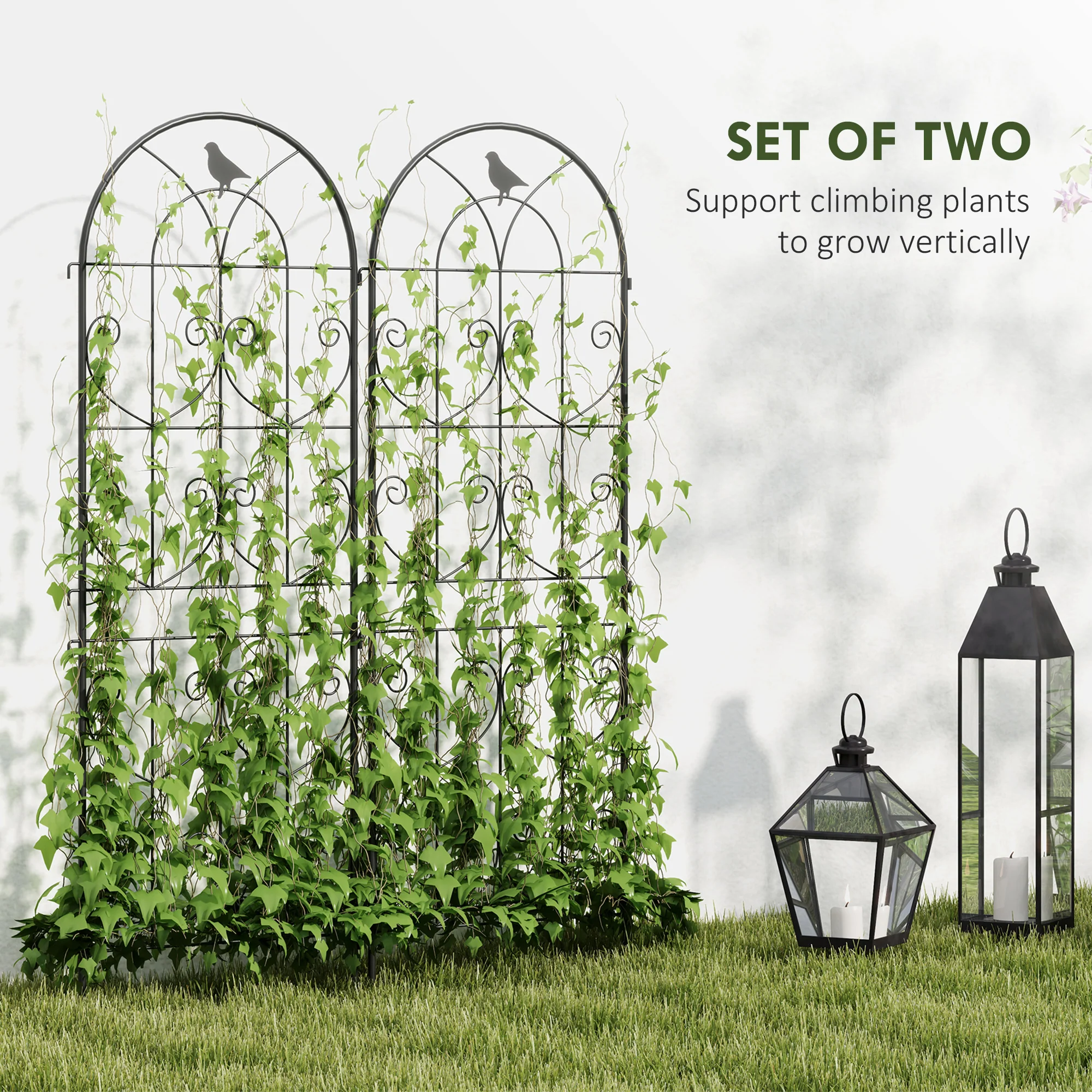 Outsunny Set of 2 Metal Garden Trellis, Outdoor Trellis Panels, 150 x 50 cm - Image 12