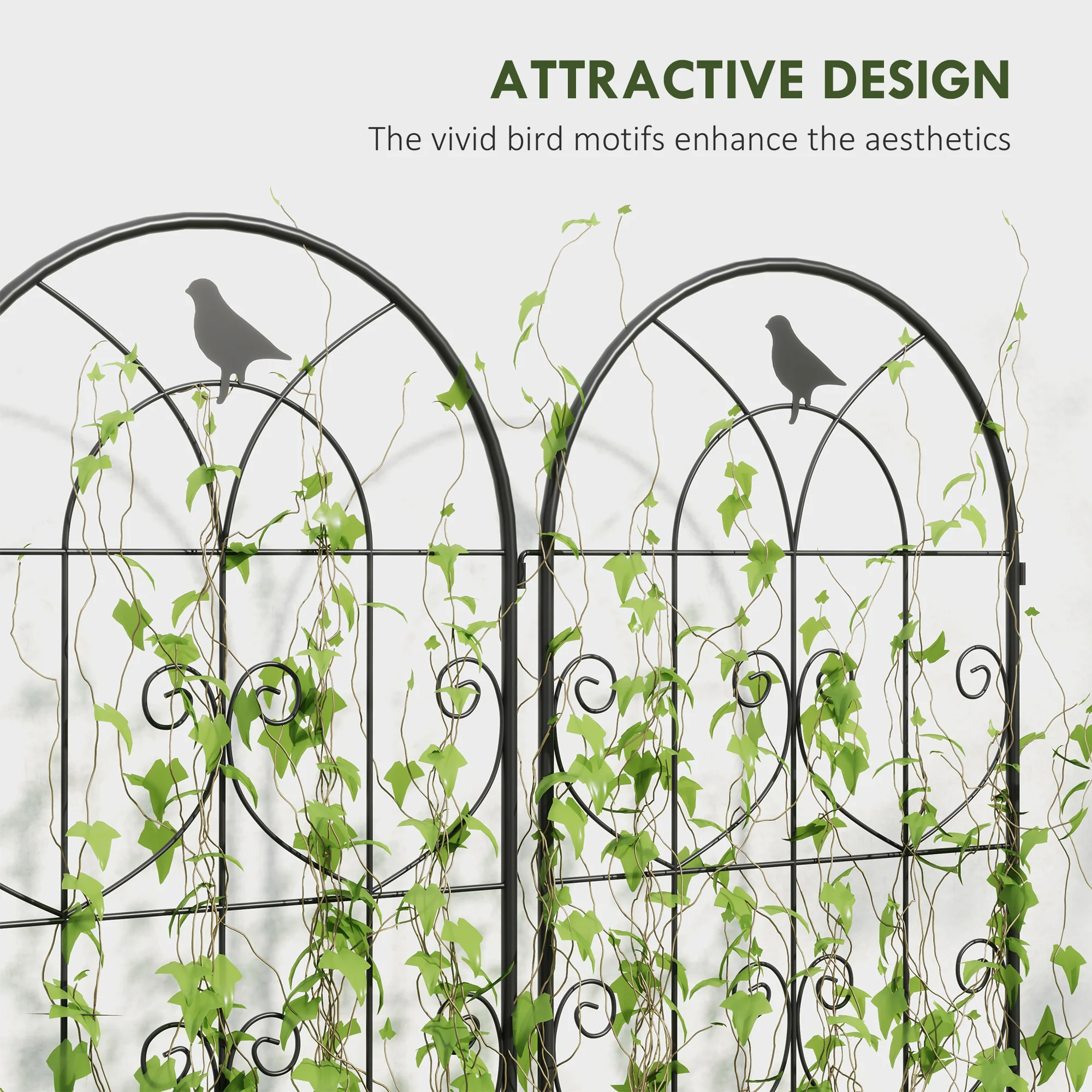 Outsunny Set of 2 Metal Garden Trellis, Outdoor Trellis Panels, 150 x 50 cm - Image 13
