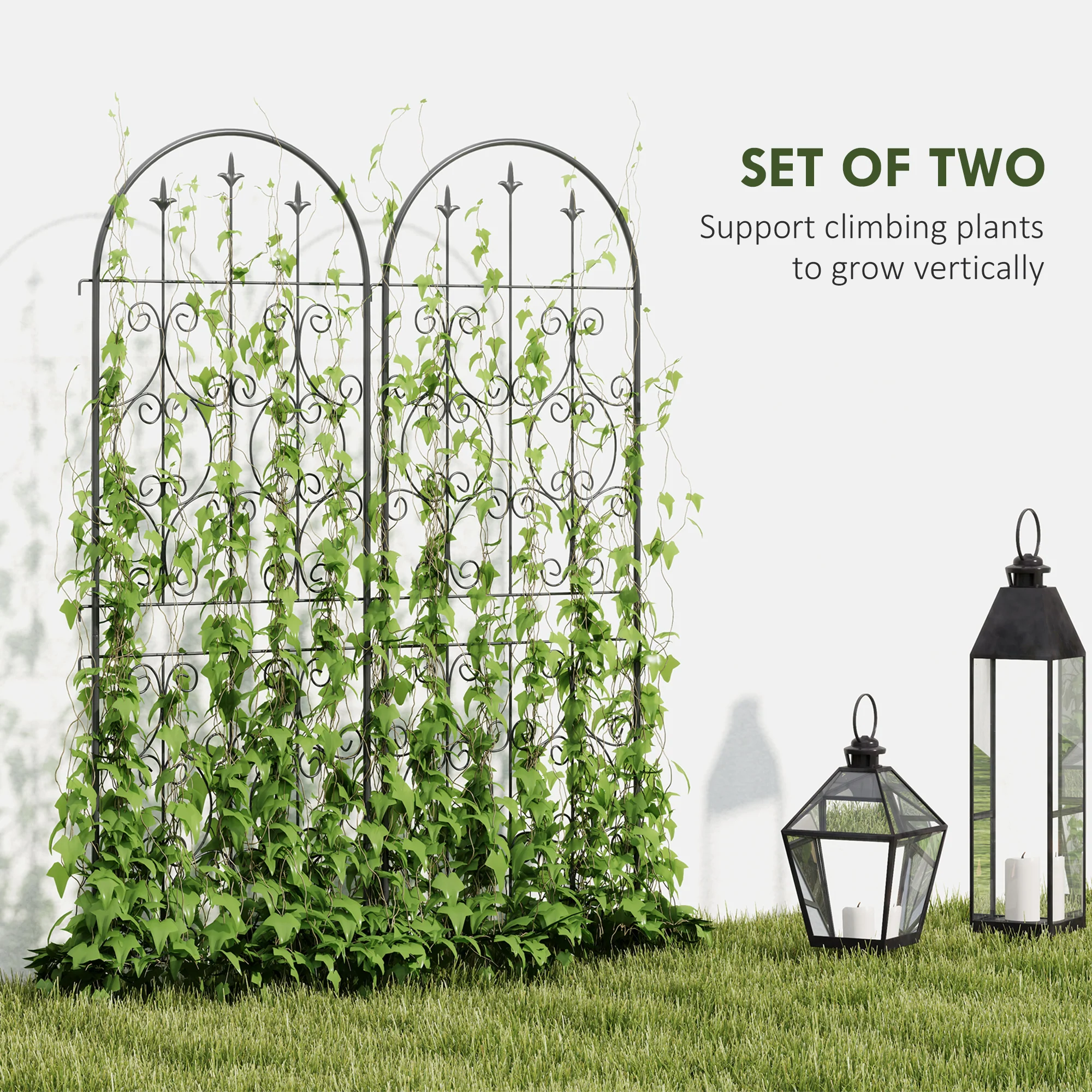 Outsunny Set of 2 Metal Garden Trellis, Outdoor Trellis Panels, 150 x 50 cm - Image 3