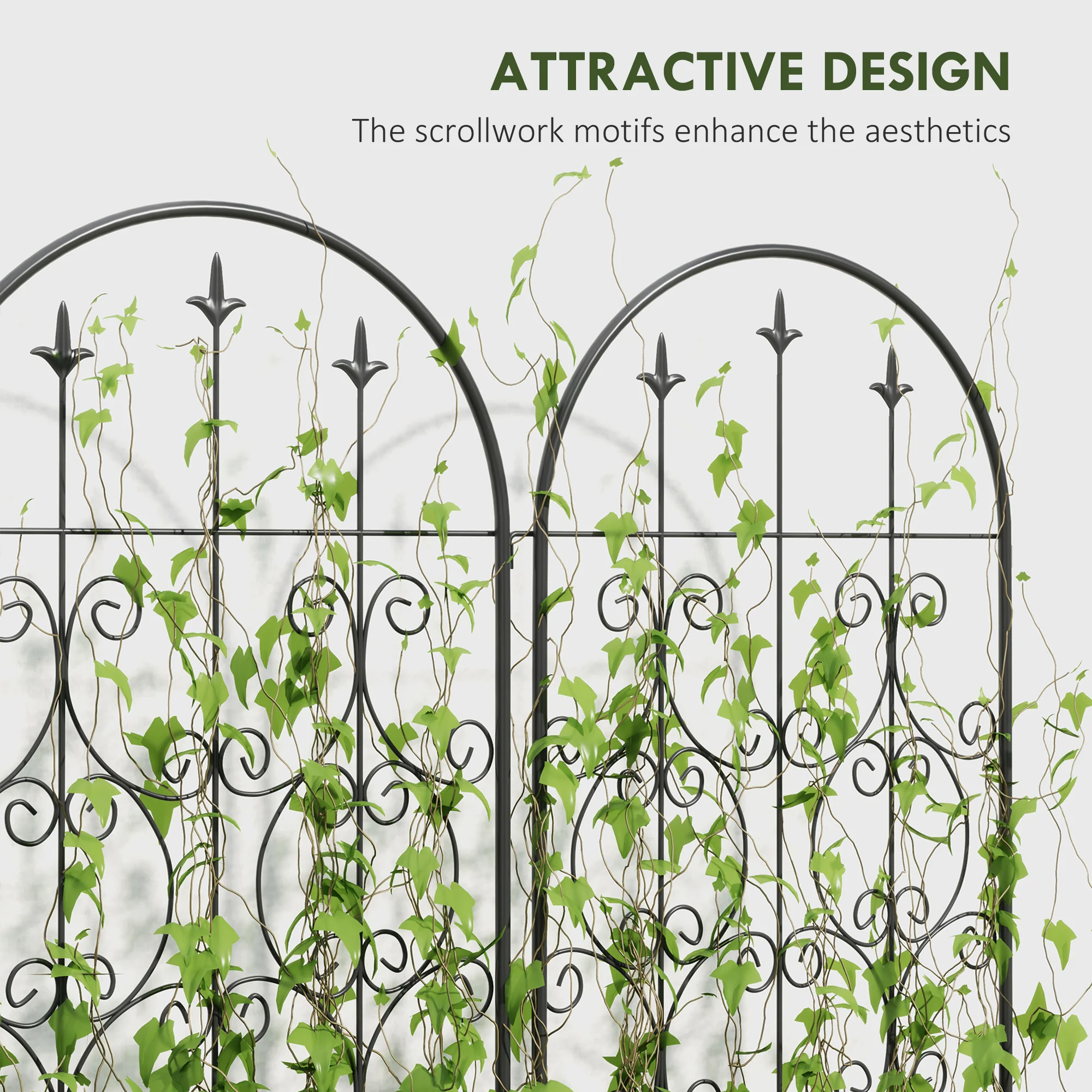 Outsunny Set of 2 Metal Garden Trellis, Outdoor Trellis Panels, 150 x 50 cm - Image 4