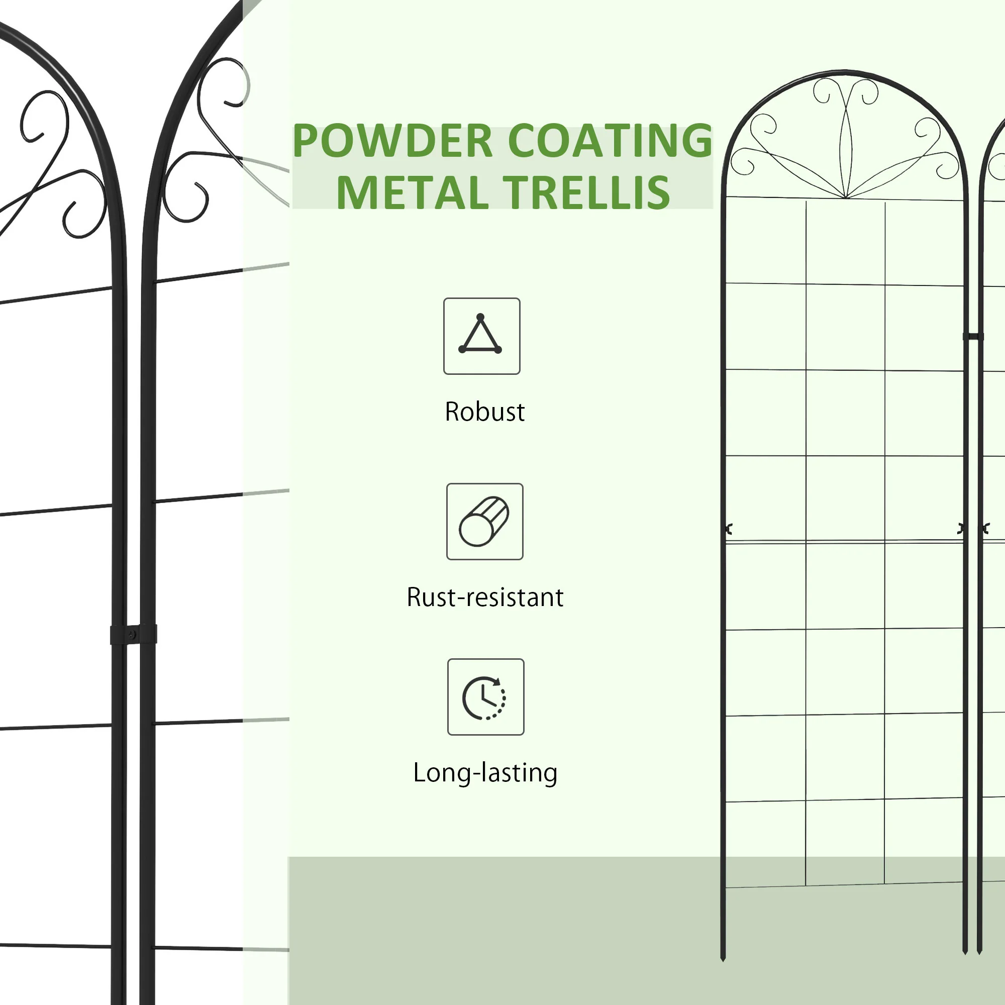 Outsunny Set of 2 Metal Trellis for Climbing Plants, Grid Design - Image 6