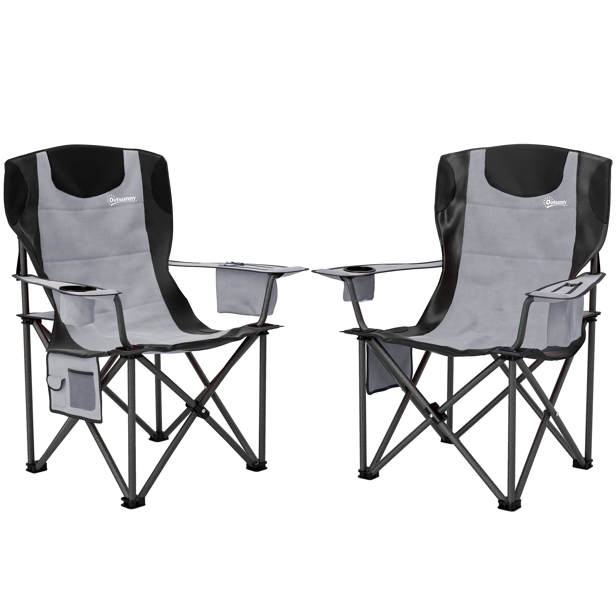 Outsunny Set Of 2 Padded Folding Picnic Chairs With Cooler Bag - Image 10