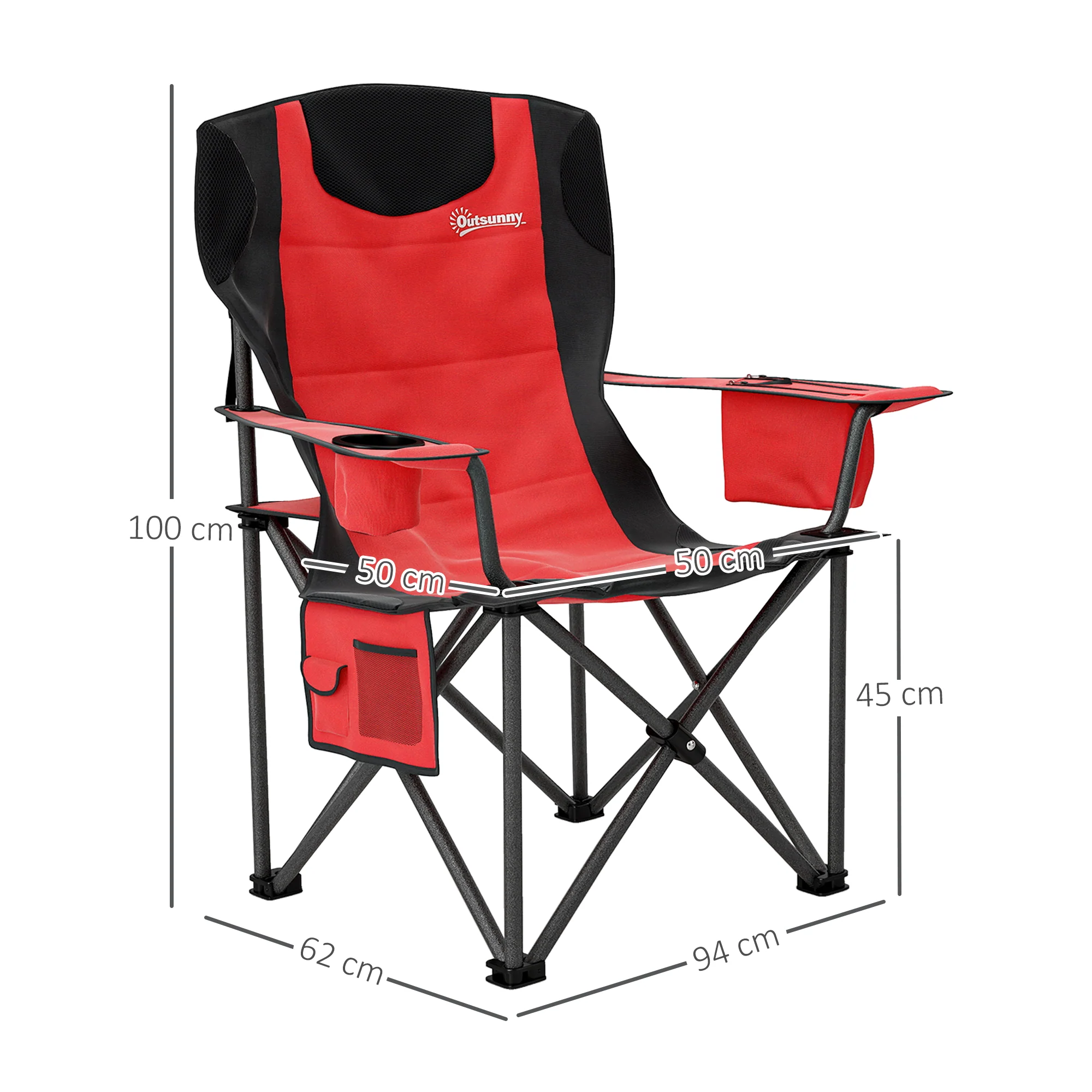 Outsunny Set Of 2 Padded Folding Picnic Chairs With Cooler Bag - Image 23