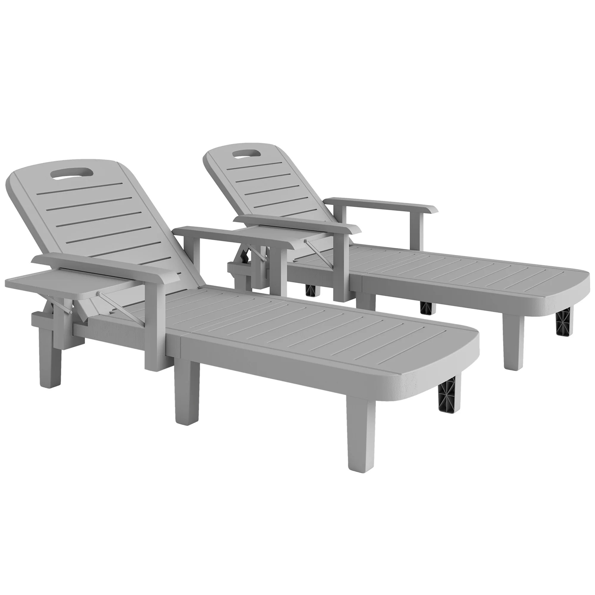 Outsunny Set of 2 Resin Reclining Sun Loungers for Garden - Image 10