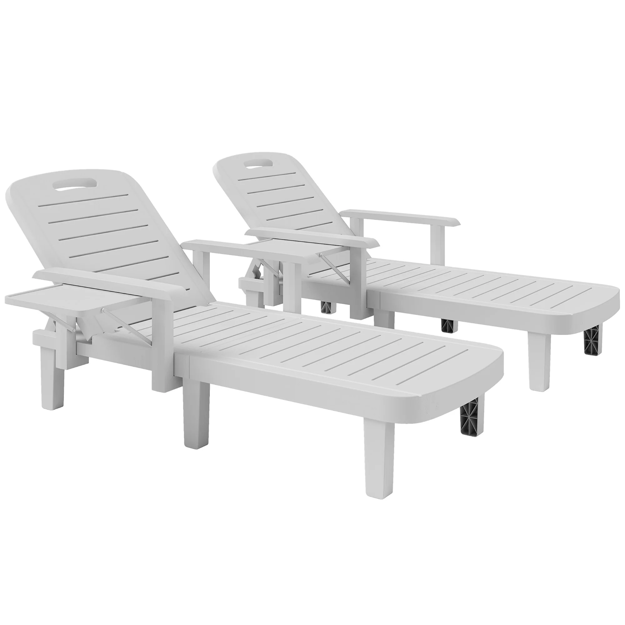 Outsunny Set of 2 Resin Reclining Sun Loungers for Garden - Image 19