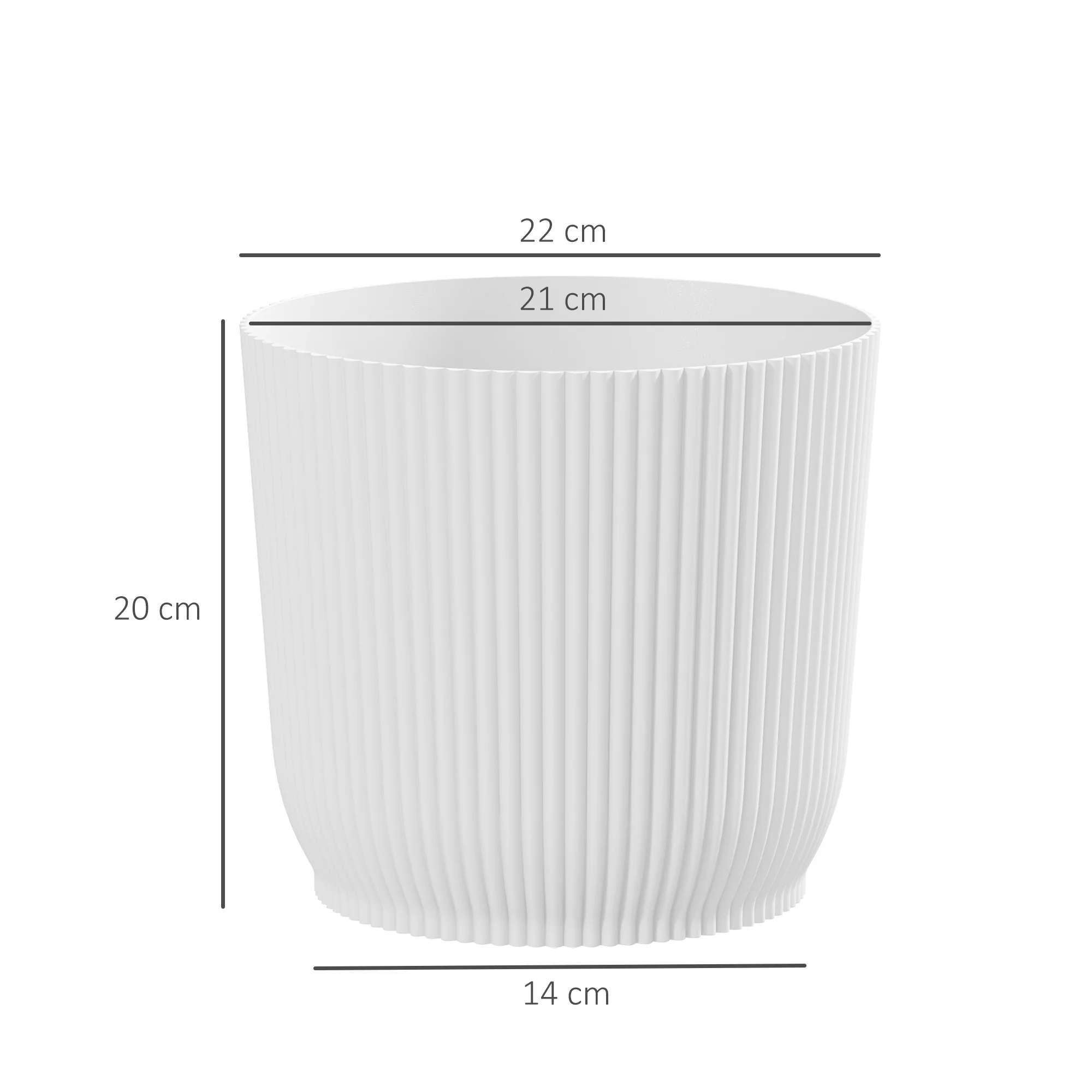 Outsunny Set Of 2 Round Plant Pots Outdoor 22cm For Garden, White - Image 14