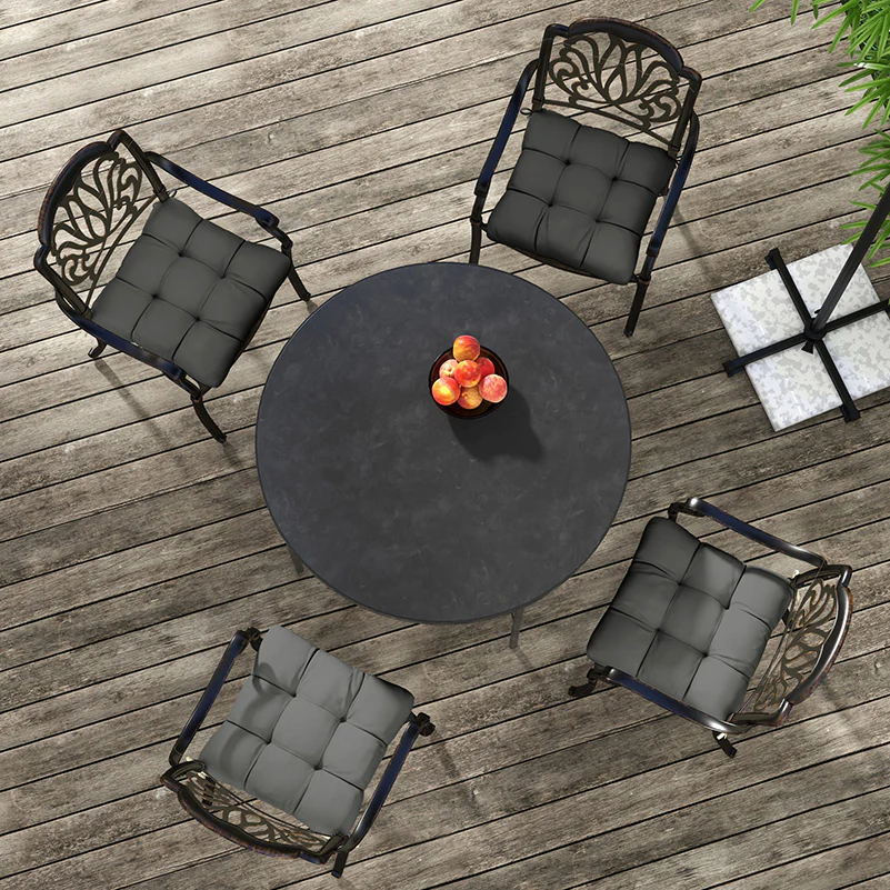 Outsunny Set of 4 Outdoor Seat Cushion with Ties, for Garden Furniture, Grey - Image 6