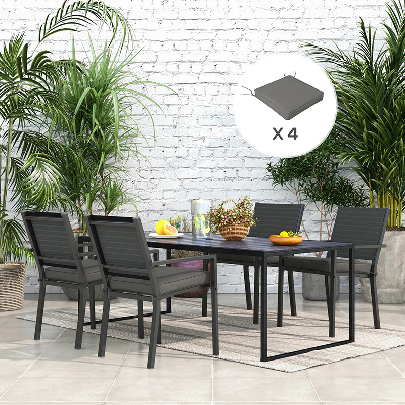 Outsunny Set Of 4 Outdoor Seat Cushion With Ties, For Patio Furniture, Grey - Image 2