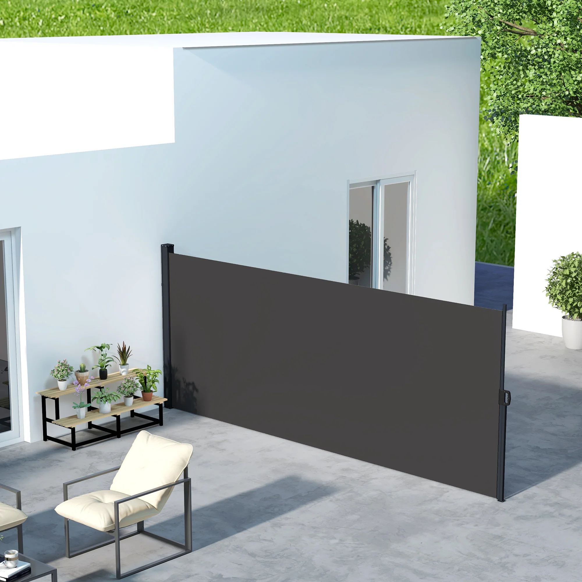 Outsunny Side Awning Retractable, Privacy Screen, 400x160cm - Image 2