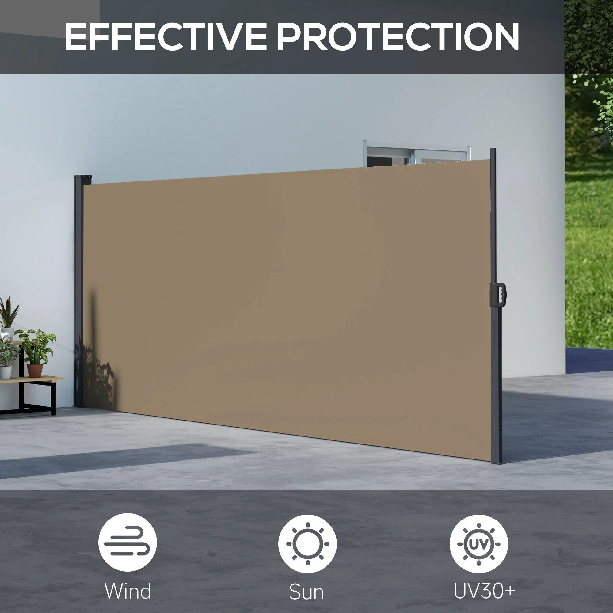 Outsunny Side Awning Retractable, Privacy Screen, 400x160cm - Image 21